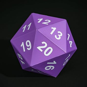 Large Foam D20 Dice, Jumbo 80mm Purple 20 Sided Dice for Board Games