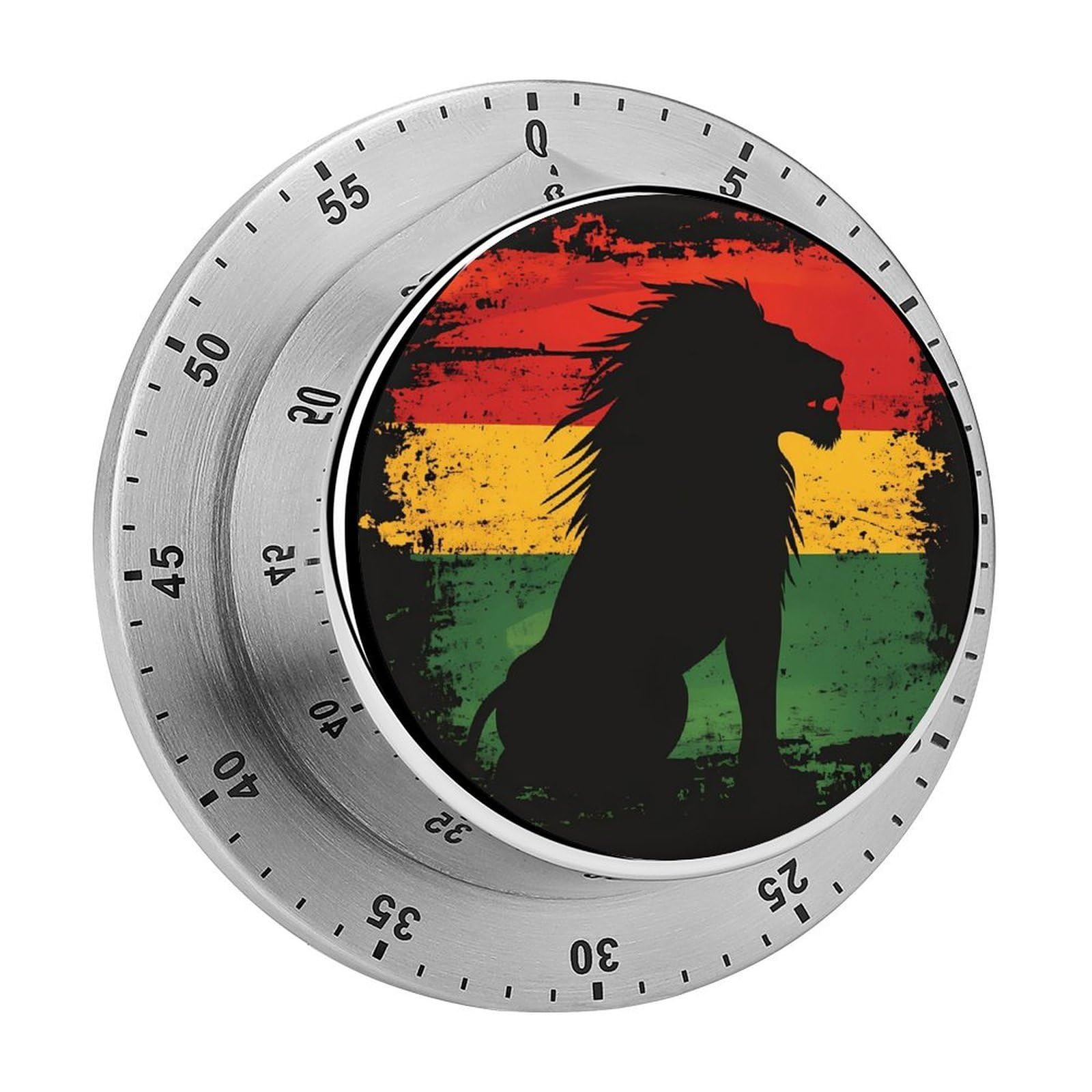 Rastafarian Flag Lion Silhouette Magnetic Timer for Kitchen Cooking Productivity Stainless Steel Timers with Alarm