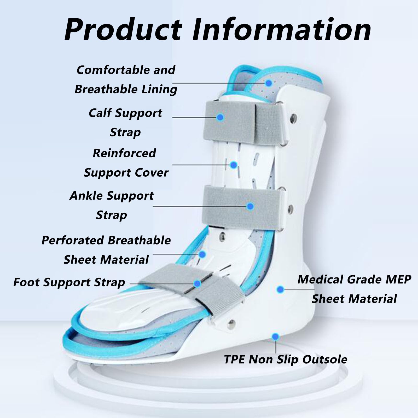 SFKLYU Ortesis de Tobillo y Pie, Soporte Ajustable con Correas, Bota Protectora Transpirable y Fija para Pie Caído,Left,S