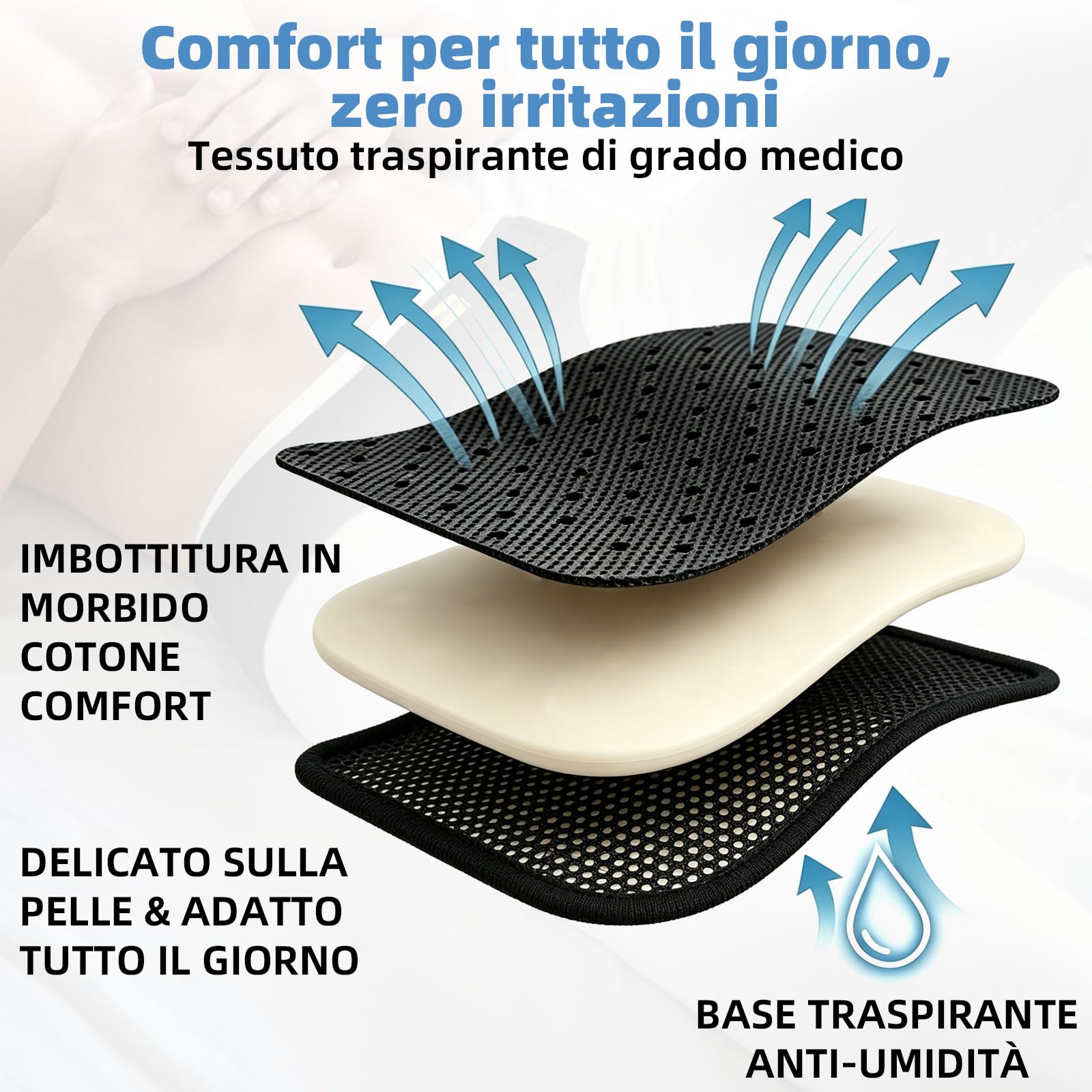 Tenbon Cintura per ernia per uomini e donne Cintura per ernia regolabile flessibile Supporto per ernia Sollievo dal dolore con 2 cuscinetti di compressione rimovibili (L)