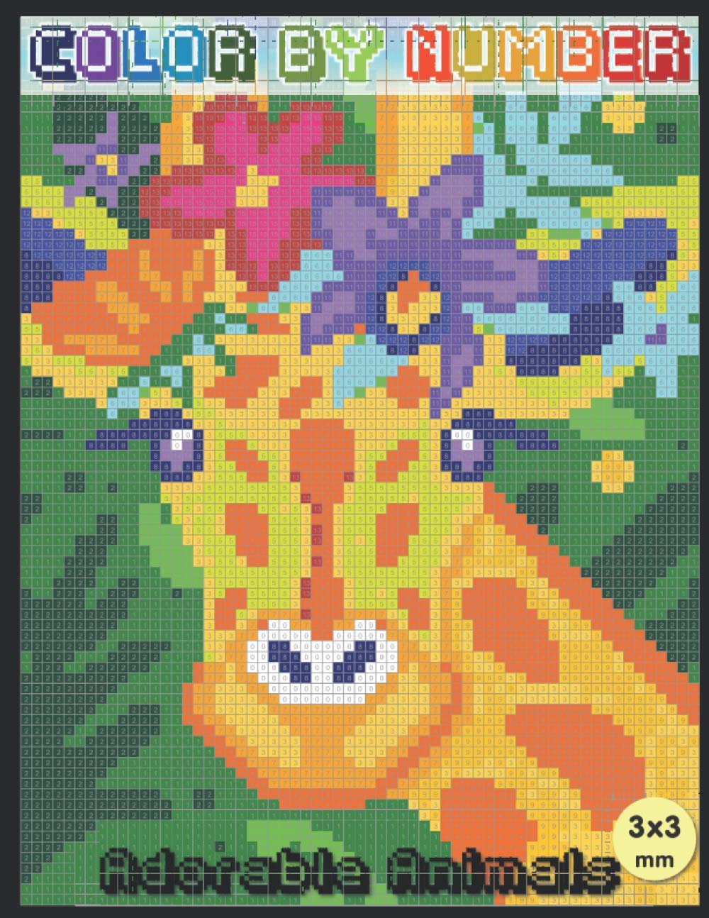 COLOR BY NUMBER: Mosaic Adorable Animals - coloring by pixel - square coloring quest - Coloring Book for Adults Relaxation and Stress Relief (Mystery Mosaics Color By Number)