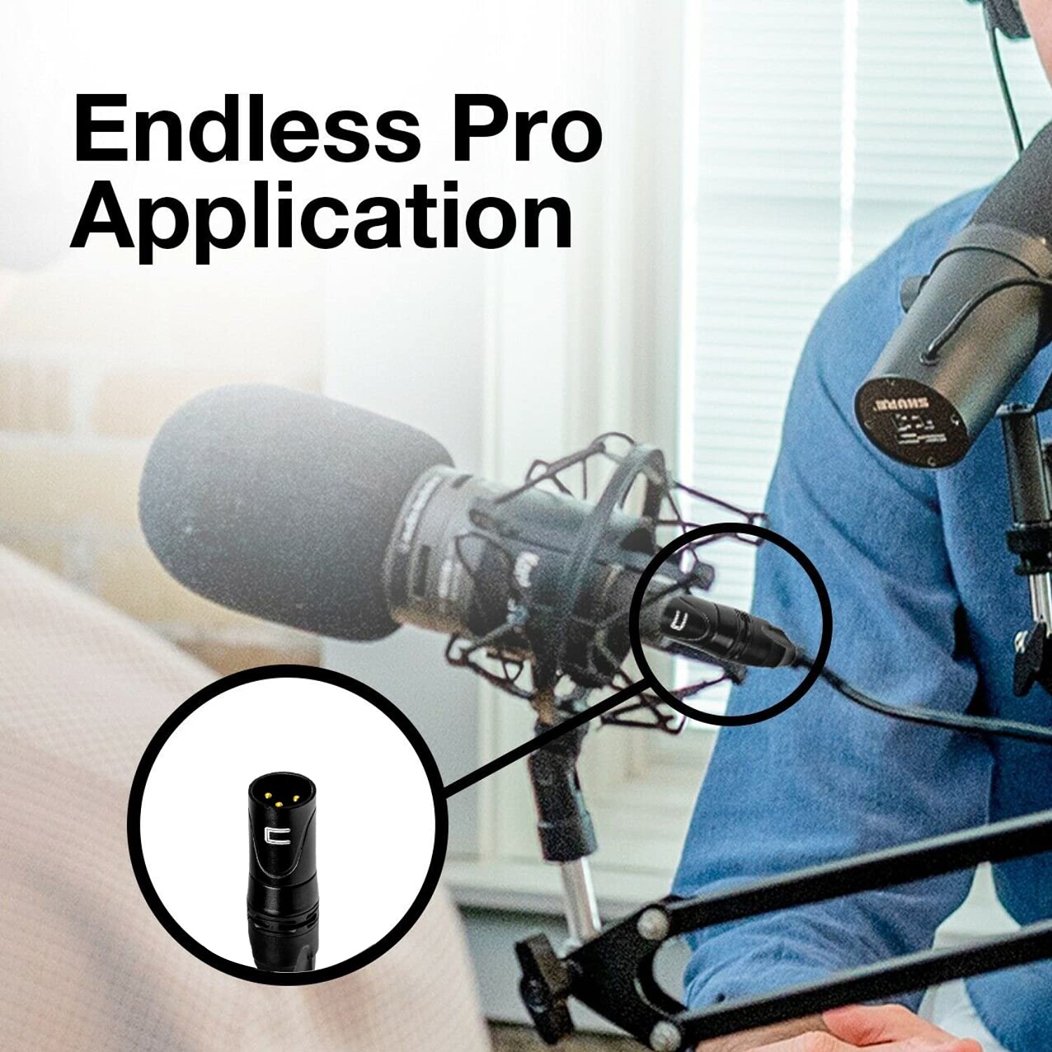 Balanced XLR Cable Male to 3.5mm TRS - 25 Feet White - Pro 3-Pin Microphone Connector for Powered Speakers, Audio Interface or Mixer for Live Performance & Recording