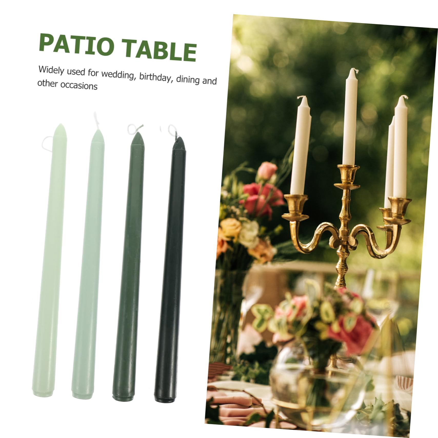Candele Profumate a Stelo lungo 4 Pezzi in Paraffina Verde senza Fumo per Decorazione Romantica Matrimonio o Compleanno