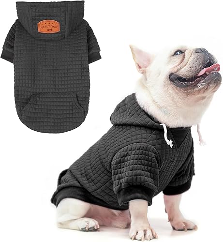 Vista 119 de BEAUTYZOO Suéter con capucha para perros pequeños y medianos con bolsillos, ropa para perros pequeños y medianos, abrigos de algodón laminado
