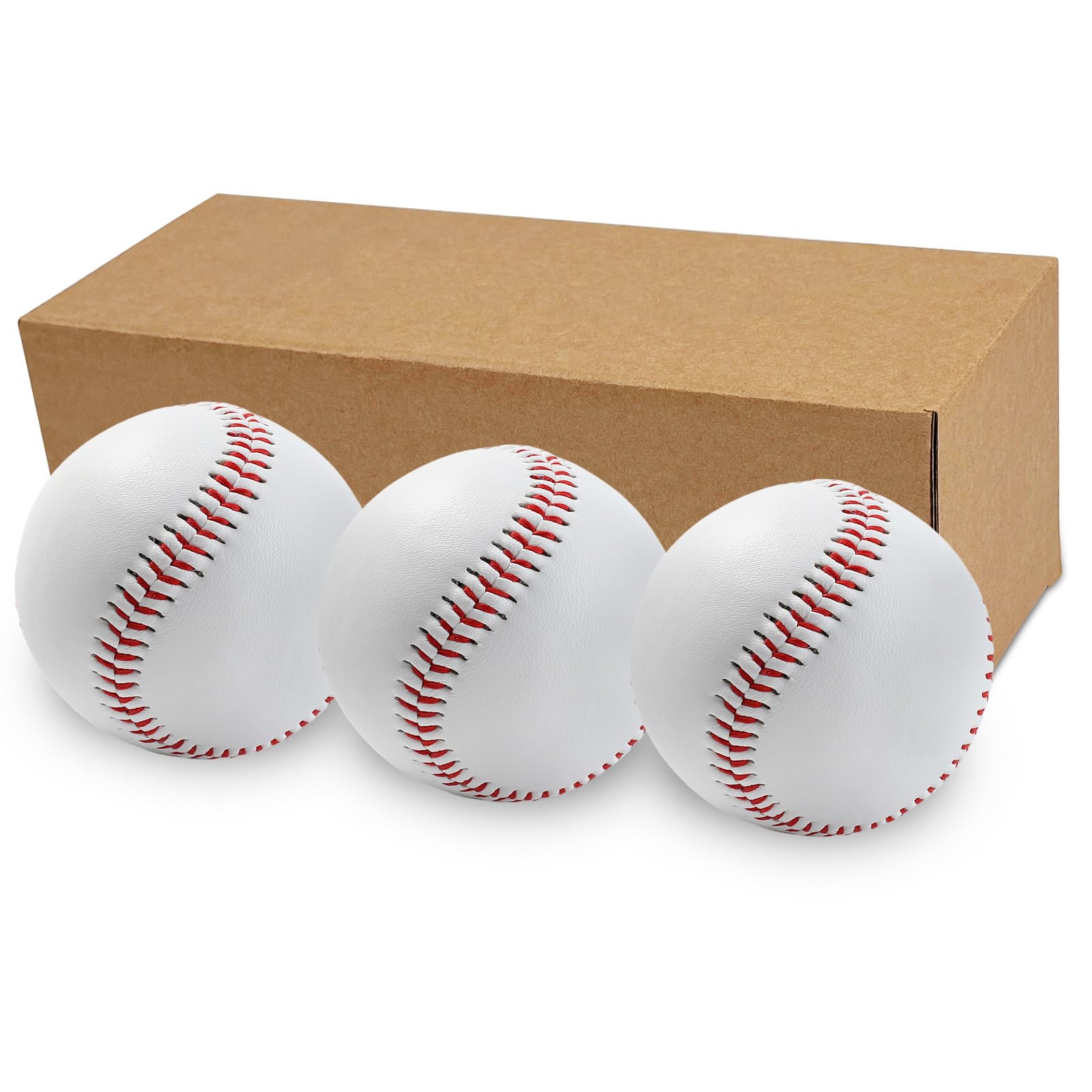 LeapBeast Pelotas de Béisbol Profesionales 9" 3 Piezas PU Cosido a Mano Baseball