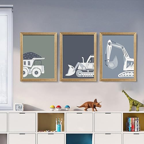 Miniatura 2 de Camión de construcción para habitación de los niños, decoración de pared Art Deco Bulldozer Pictures Tractor Vehículo Póster de camión volquete Arte