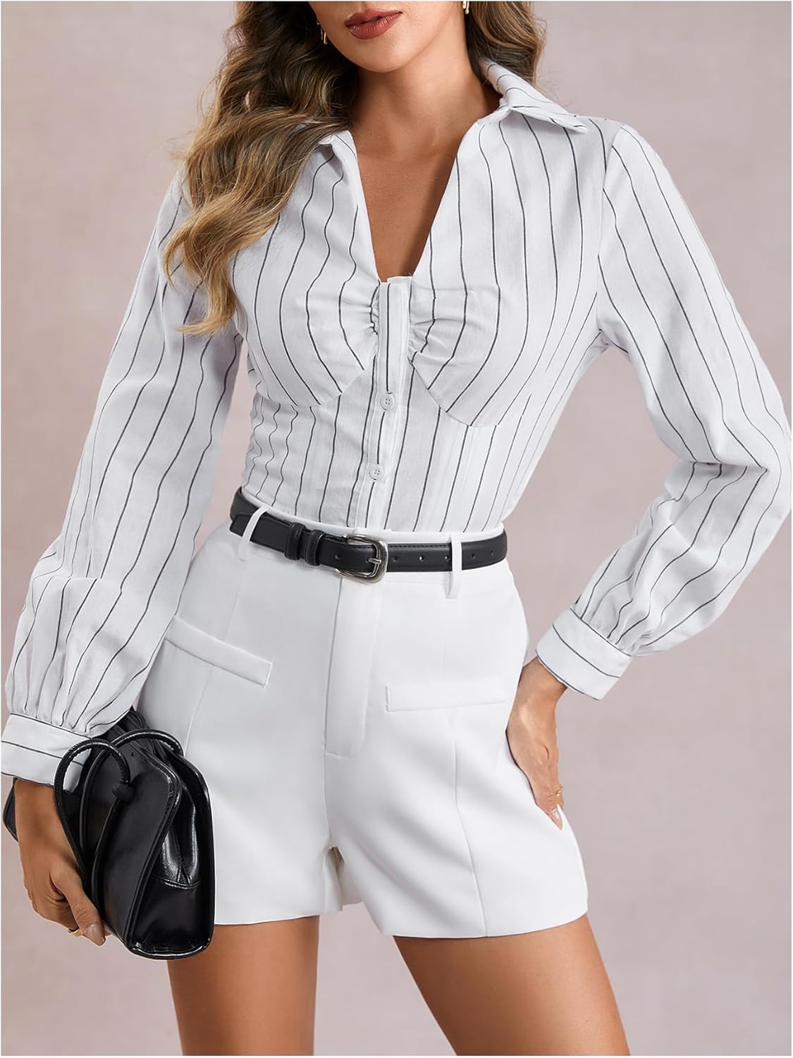 WDIRARA Women's Summer Dressy High Waisted Shorts Wide Leg Comfy Work Casual Shorts - Image 5