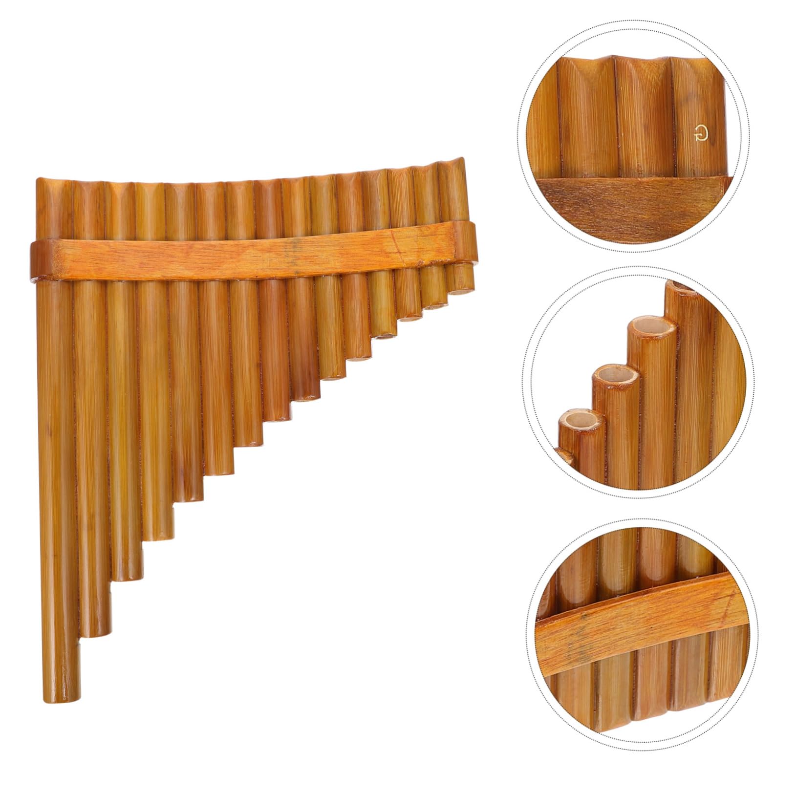 VANZACK Professionelle Bambus Panflöte G-ton für Anfänger Tragbare 15-rohr Panflöte Links Natürliche Holzfarbe Pädagogisches Holzblasinstrument für Schüler