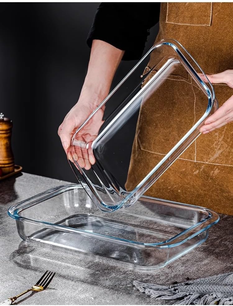 2.2Quart Deep Glass Baking Dish,Rectangular Glass Bakeware Food Storage Containers for Lasagna, Leftovers, Cooking, Kitchen, Freezer-to-Oven and Dishwasher