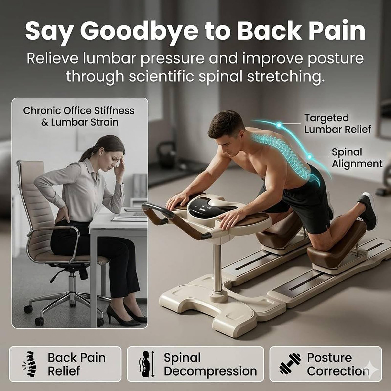 Trenażer kręgosłupa, Spine Twist and Stretch Trainer, 3-stopniowa regulacja wysokości, licznik LED, do pilatesu, do treningu mięśni brzucha, ujędrniania talii i rozciągania nóg, 100 kg