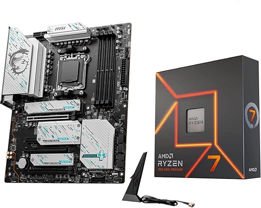 INLAND Micro Center AMD Ryzen 7 7700X CPU Processor with MSI X670E Gaming Plus Motherboard, AM5 Socket, DDR5, PCIe 5.0, WiFi 6E