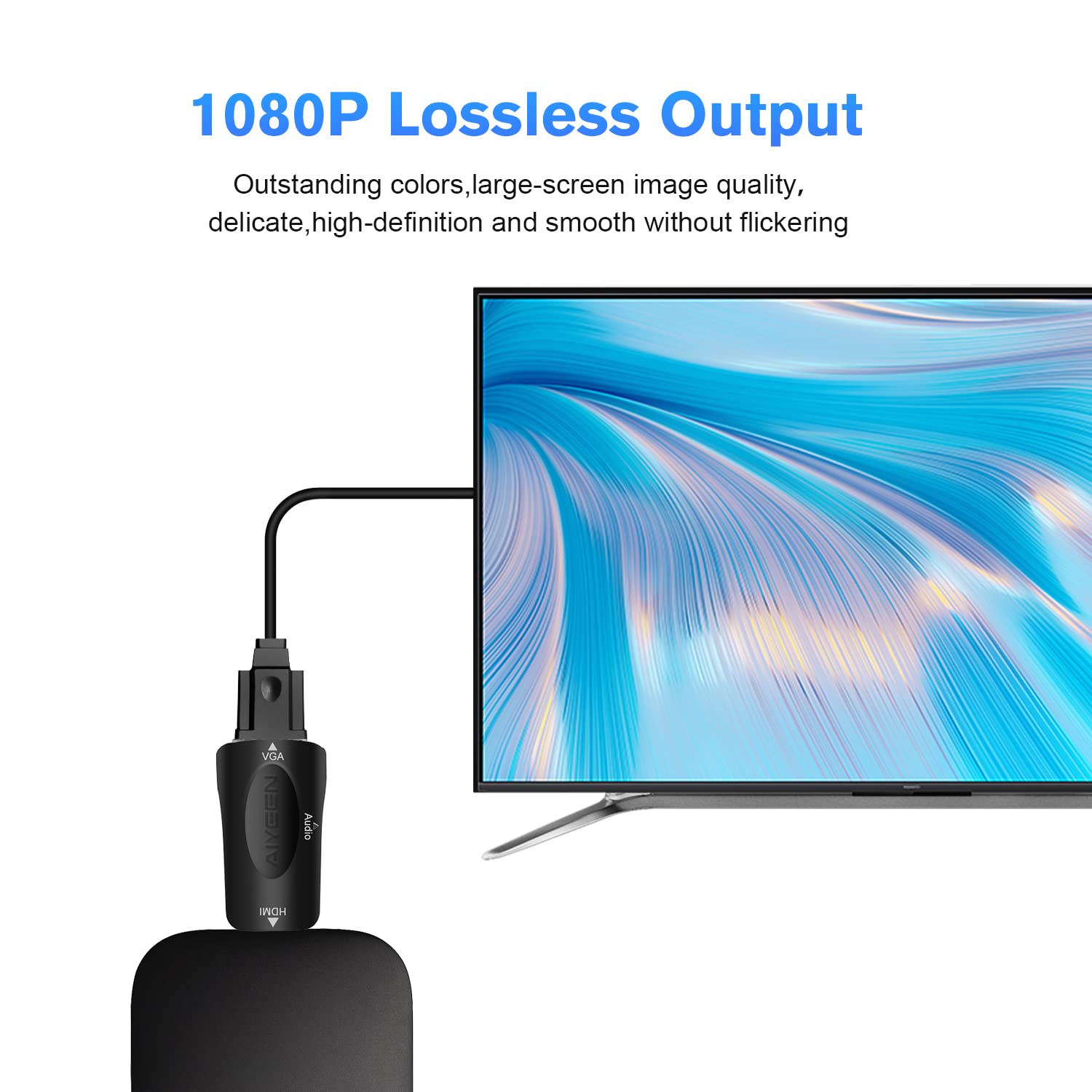 Adattatore da HDMI a VGA, Adattatore da HDMI Maschio a VGA Femmina 1080p con cavo Jack Audio da 3,5 mm Compatibile con Monitor, Laptop, Computer, Proiettore, HDTV, Chromebook e altro (Nero)