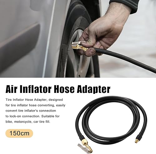 Miniatura 2 de X AUTOHAUX Válvula de neumático de acero inoxidable de 59.1 in 59 pulgadas para conectar tubería de aire Chuck inflador compresor bomba de extensión