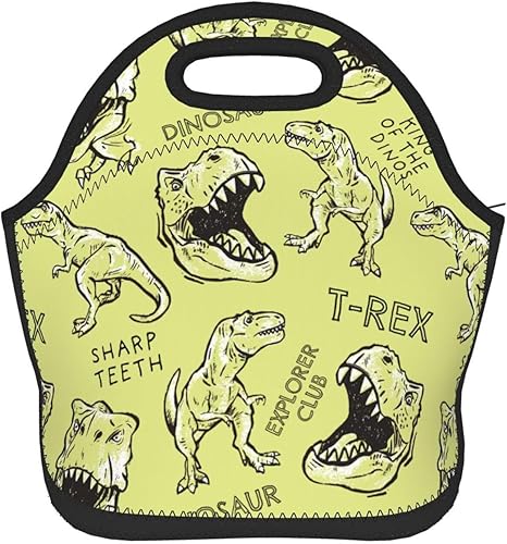 Miniatura 2 de Lonchera reutilizable con diseño de dinosaurios, a prueba de fugas, bolsa de almuerzo portátil para mujeres y hombres, bolsa de mano para el
