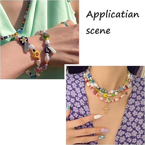 Miniatura 6 de Kissitty 5 hebras hechas a mano Millefiori Lampwork cuentas de vidrio de 10  0.472 x 0.157 in, 16 pulgadas, color mixto para hacer joyas de