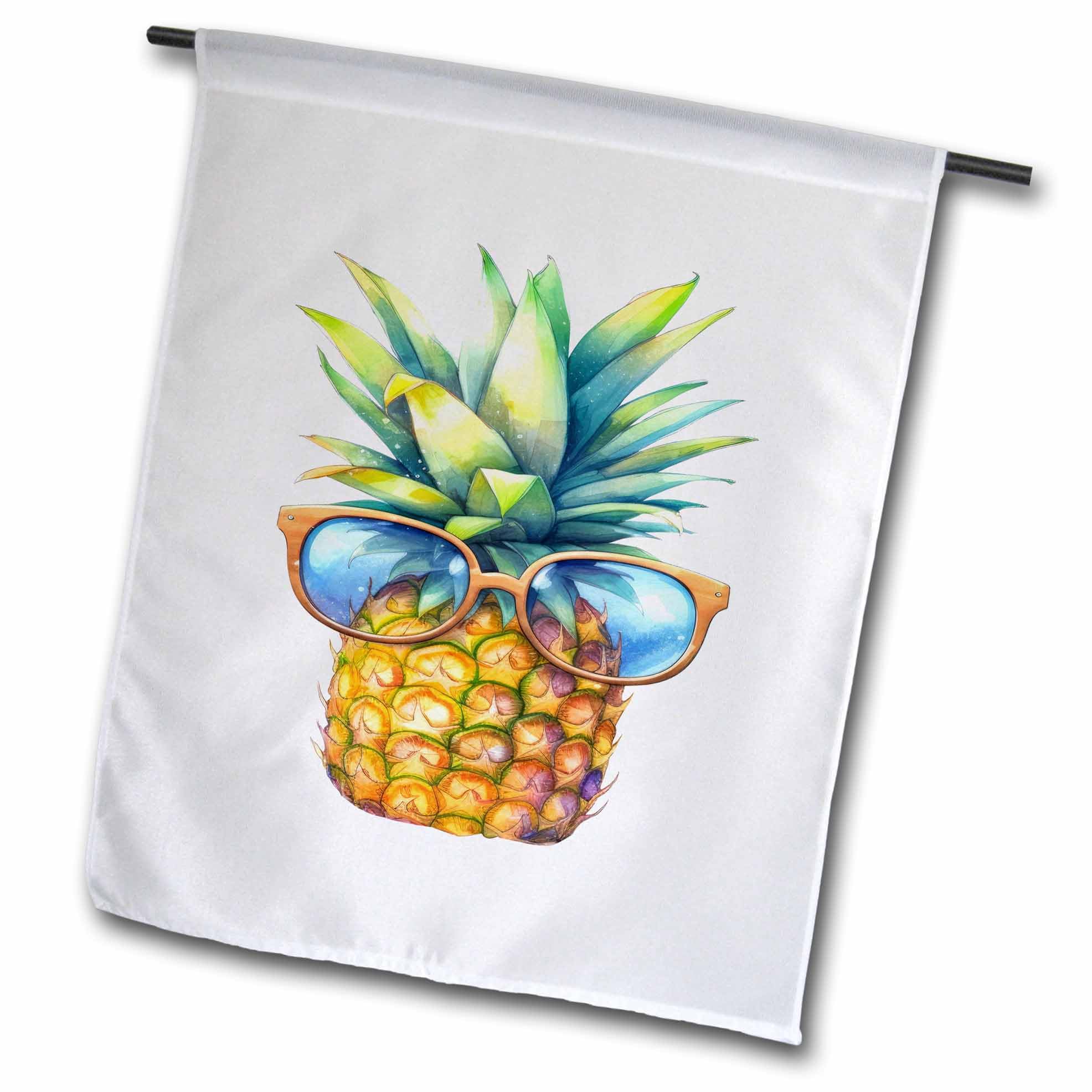 3dRose Summer Pineapple With Sunglasses Illustration - Flags (fl-383693-1)