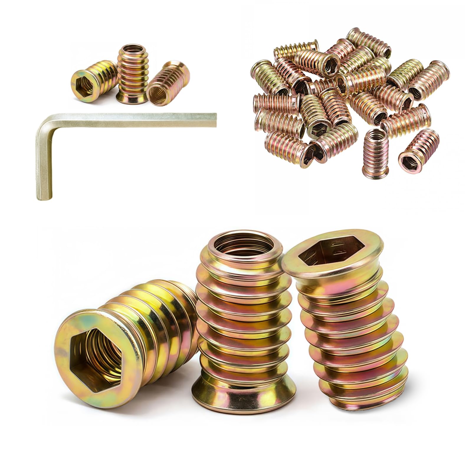 50 Pcs Threaded Inserts for Wood M6 x 15mm, Hex Socket Drive Nut Inserts โ image 1