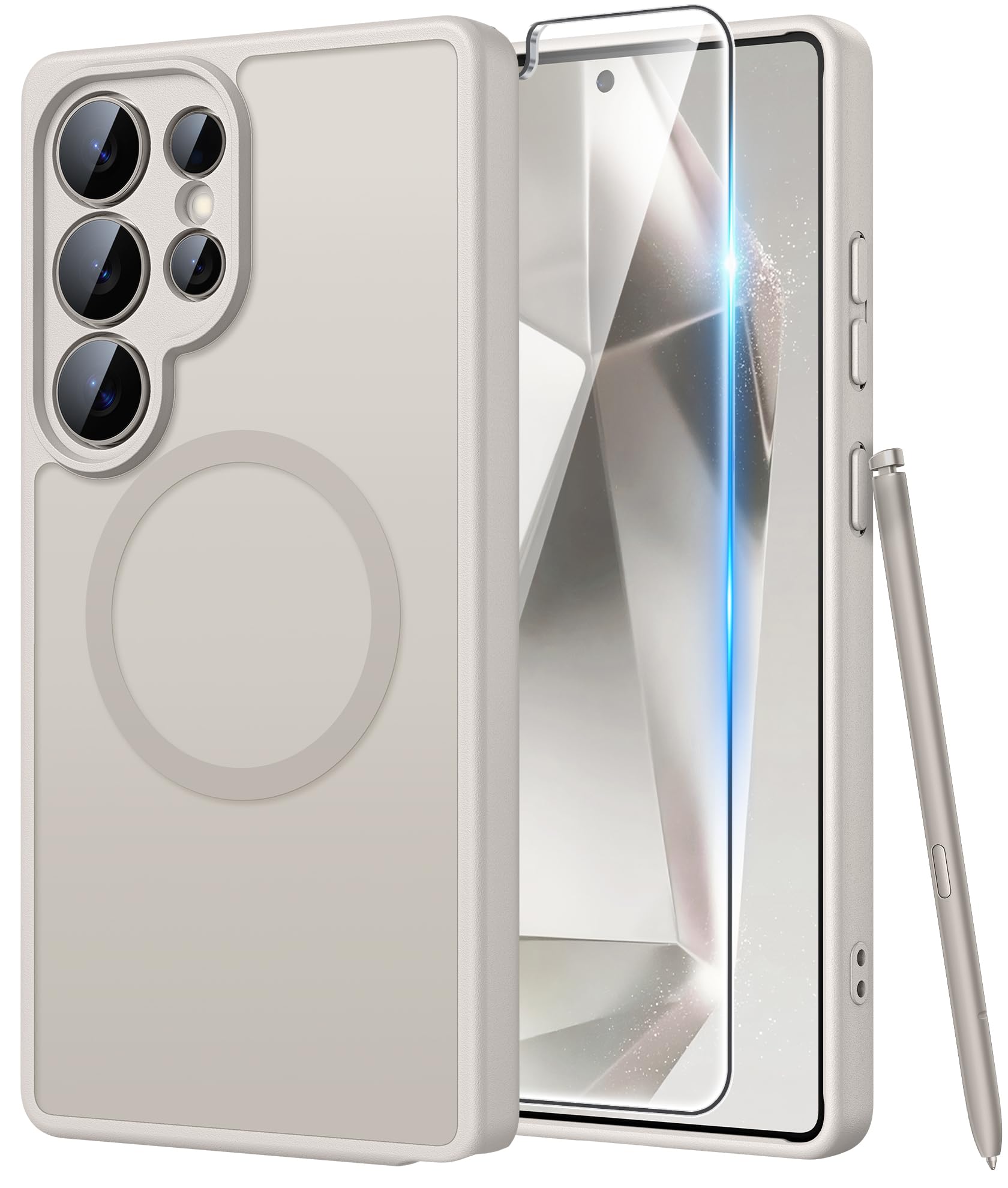 FNTCASE for Samsung Galaxy S24 Ultra Case, Compatible with Magsafe | Screen Protector, Full Camera Protection, Translucent Matte, 14FT Military Grade Drop Proof, Protective Phone Cover