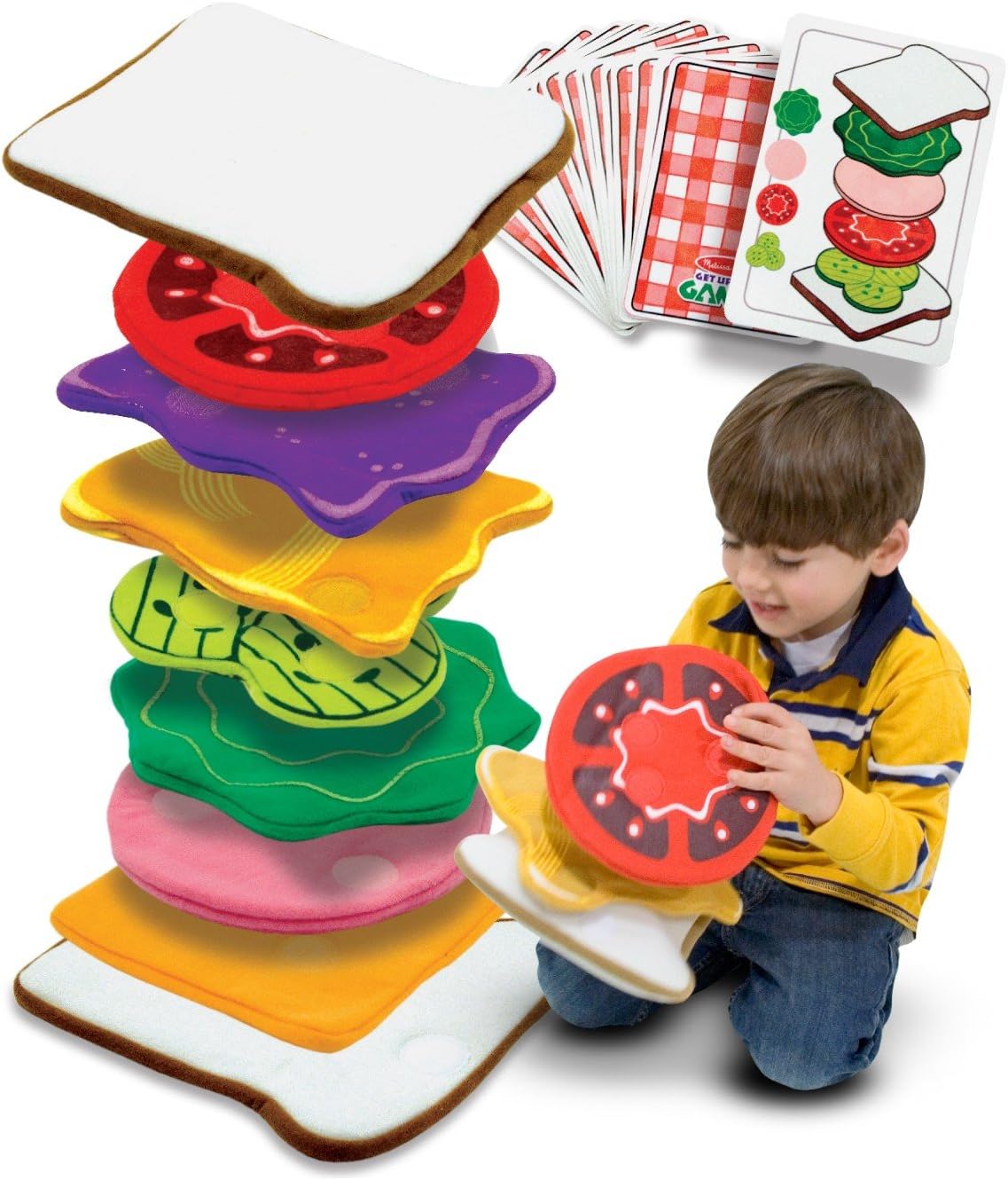 Amazon.co.jp Melissa & Doug Sandwich Stackingアクションゲーム 10ゲーム、4パンスライス