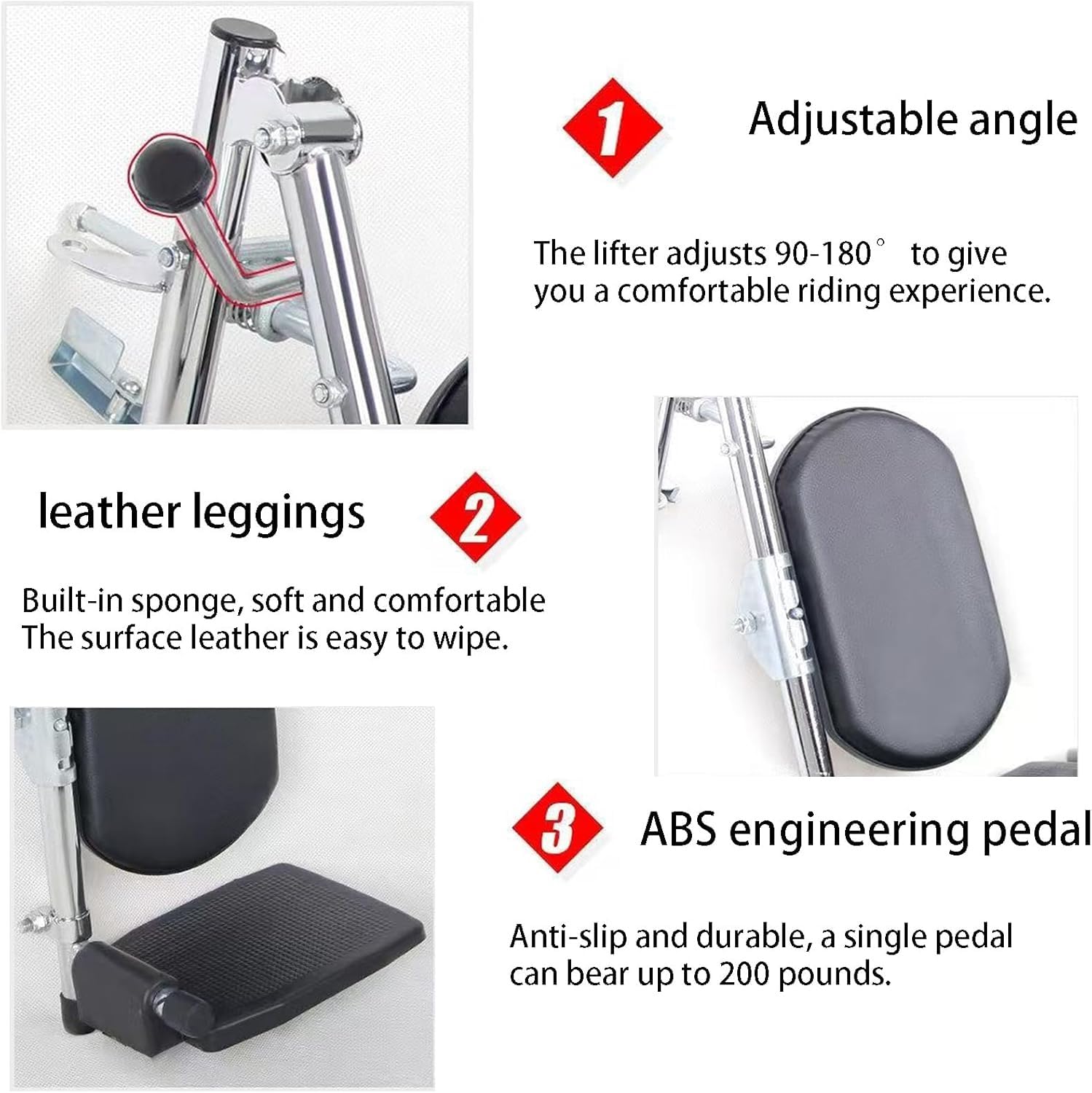 Silla de ruedas soporte de piernas de elevación - Universal, soporte de un solo pedal: ángulo ajustable /90°- 180°, con almohadillas/almohadde pie, discapacitados/ancianos(Apair)