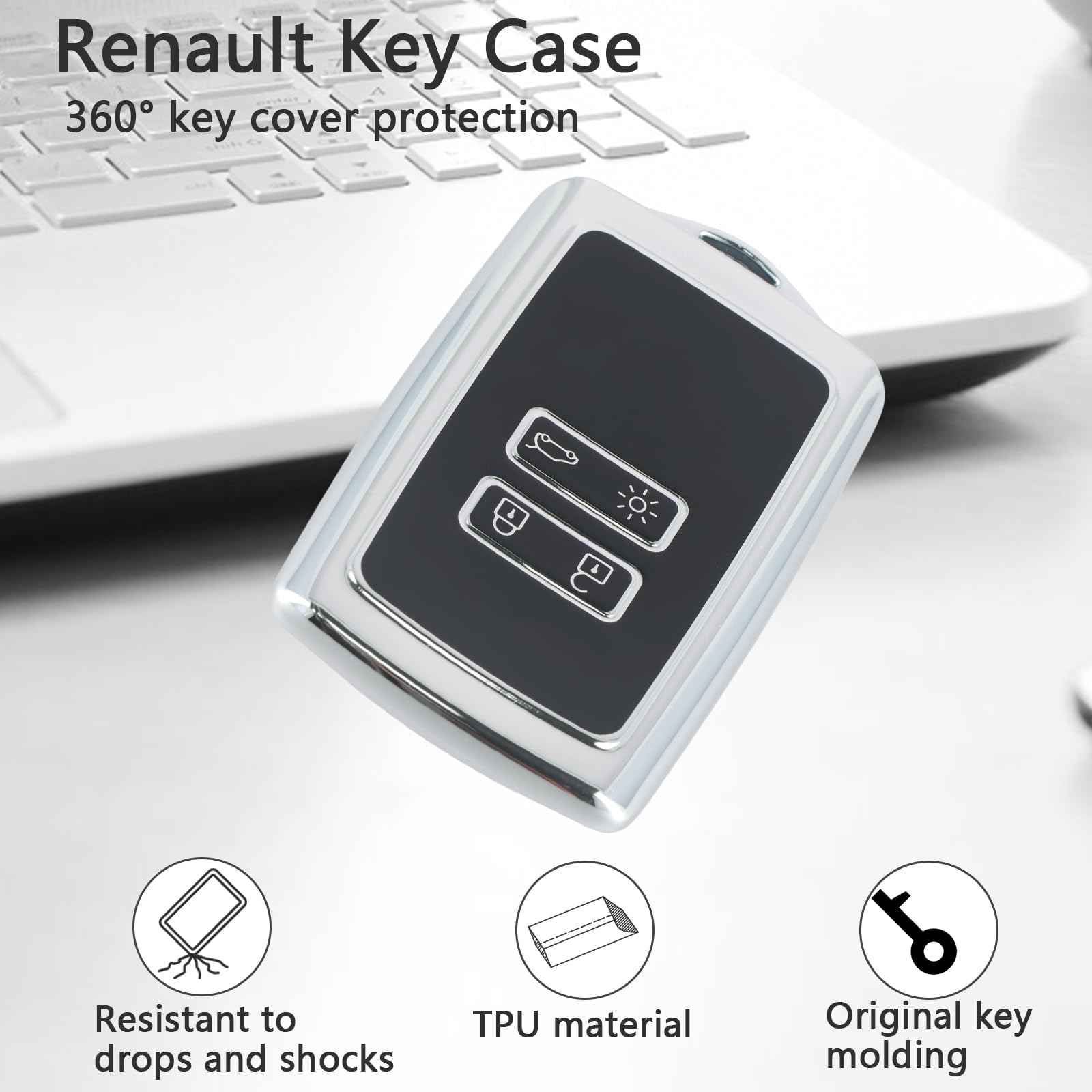 2 Custodie In Silicone Per Chiave Renault Con 4 Tasti (Keyless Go) – Copertura Colorata Per Clio, Megane, Captur, Duster 2 - 2
