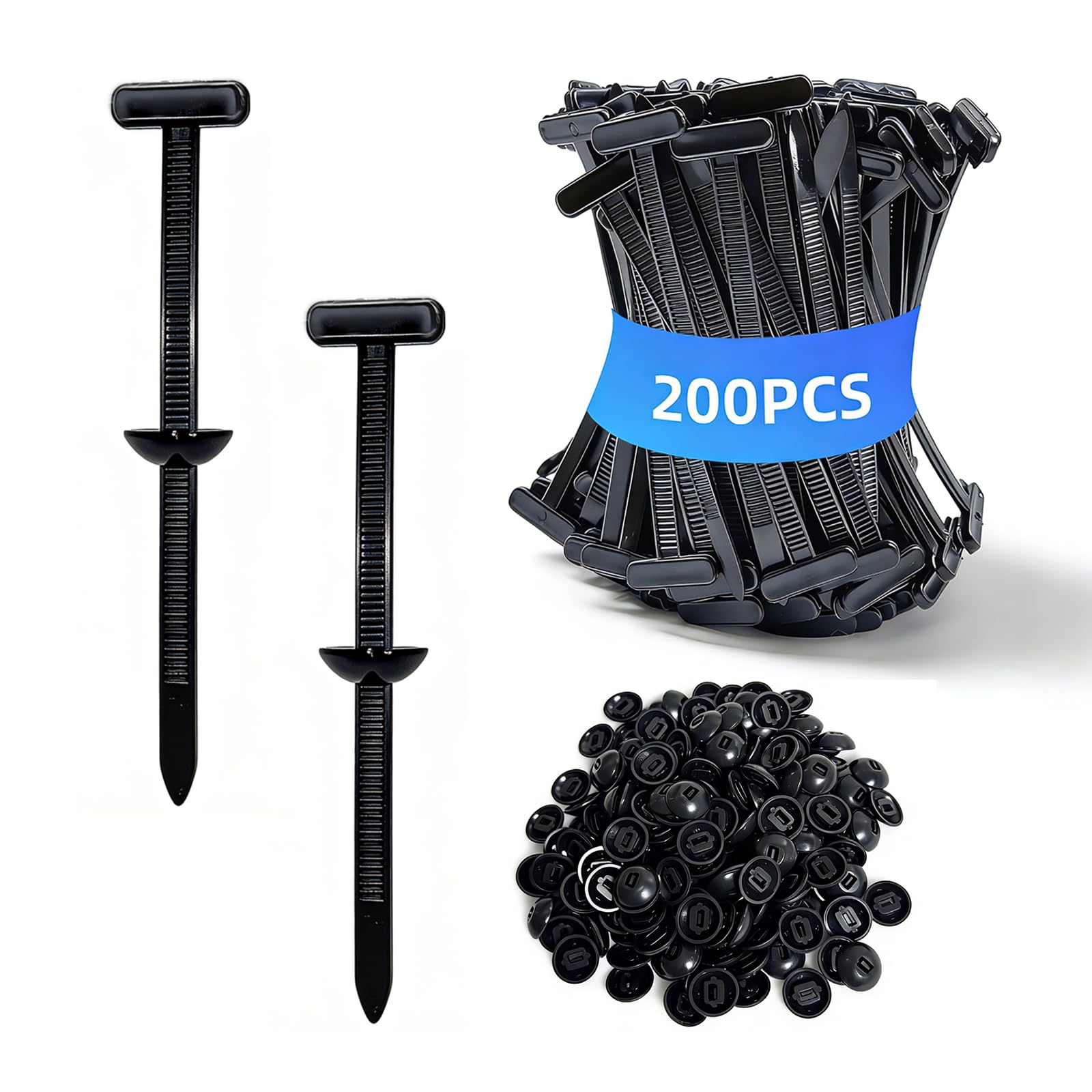 Industrial Nylon Universal Cable Tie Buckle, Heavy Duty Self-Locking T Zip Ties, Weather Resistant, UV Protected, for Daily Repair, Automotive, Home and Bumper Fastener, 200 Pcs