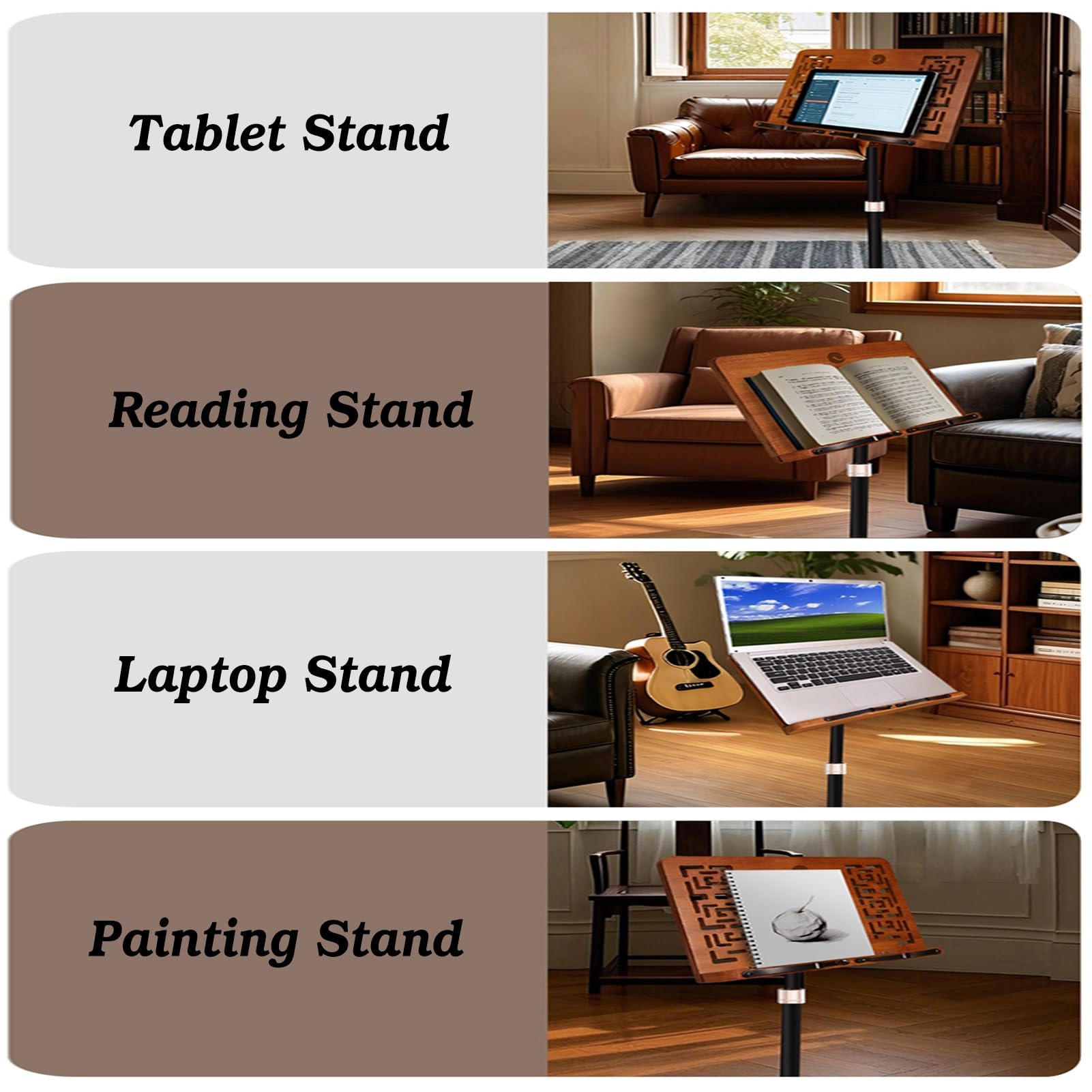 Generico Leggio da Pavimento Regolabile (55-175 cm) - Supporto per spartiti e Libri Girevole a 180° per casa e Ufficio - Design Versatile ed ergonomico (Colore 1)