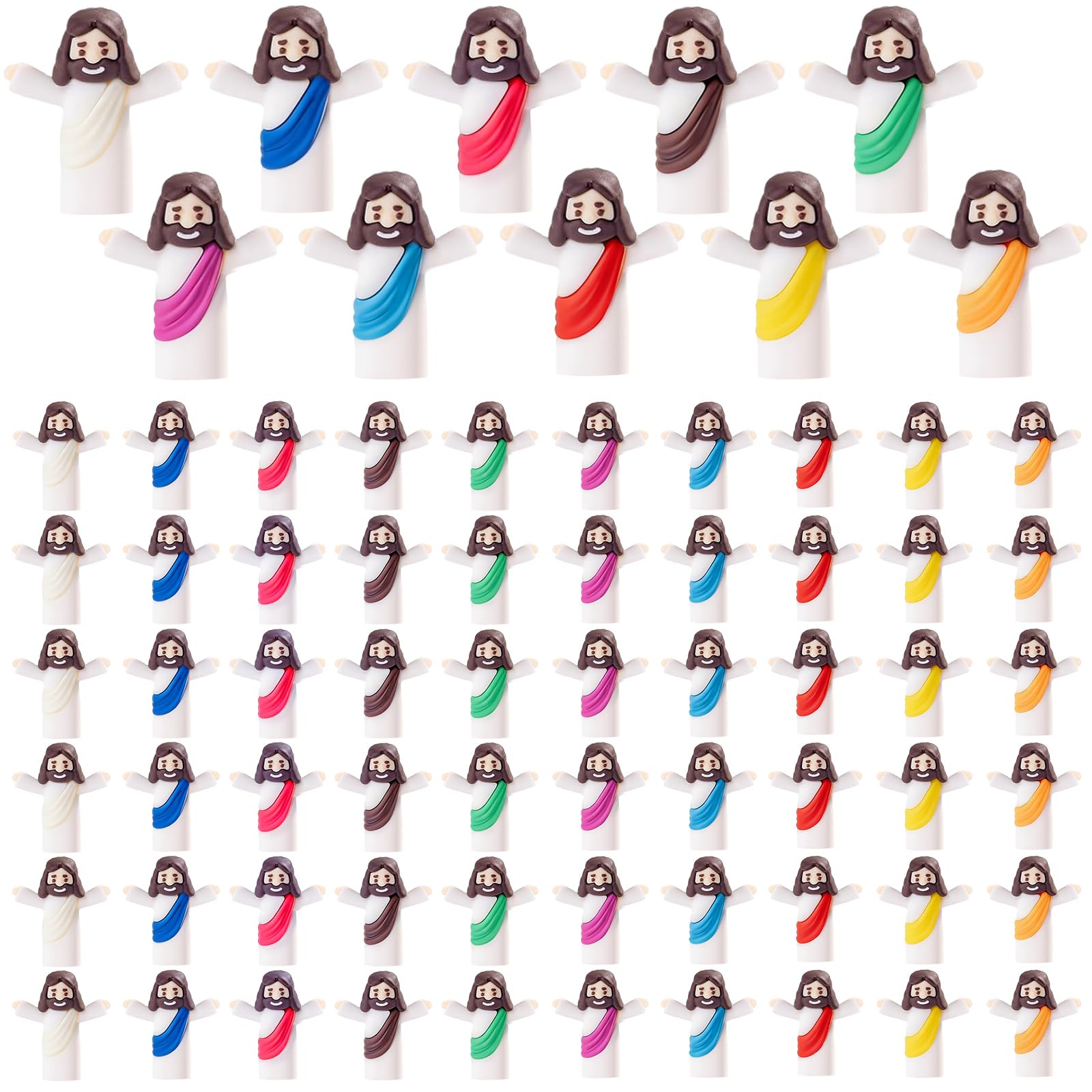 Easter 60pcs Mini Jesus Figures, Little Figures Jesus Loves You Bulk Figurine, Multicolor Mini Figure to Hide Christian Gifts, Christian Gifts for Women for Church Baptism Activities Party Supplies - 2