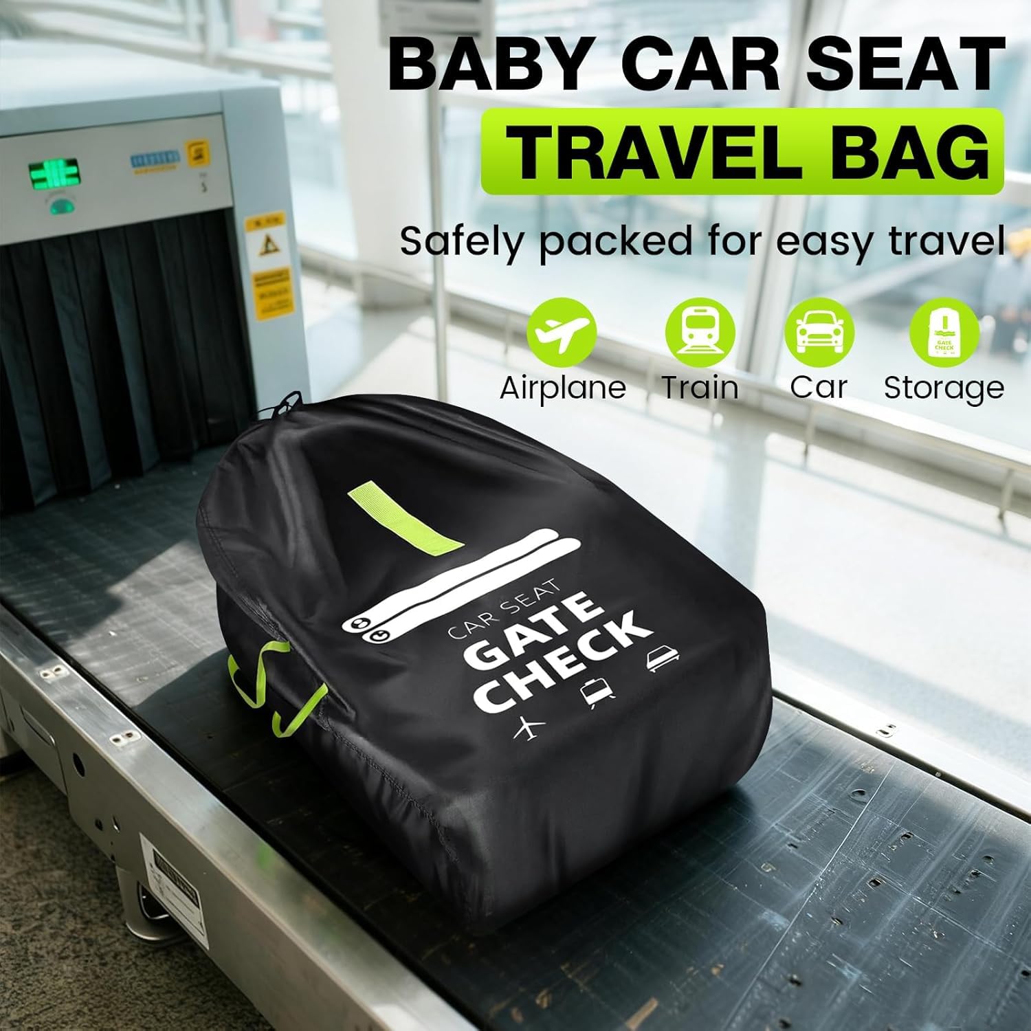 Yoassi Universal Pram Travel Bag for Airplanes Waterproof Protective Cover with Padded Shoulder Strap for Foldable Strollers Car Seats & Baby Bassinets - Image 4