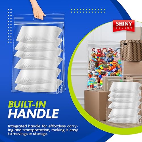 Miniatura 7 de Bolsa de almacenamiento jumbo de 20 galones con asa, cremallera superior resellable de 24 x 32 pulgadas, 3 bolsas, plástico grande transparente,