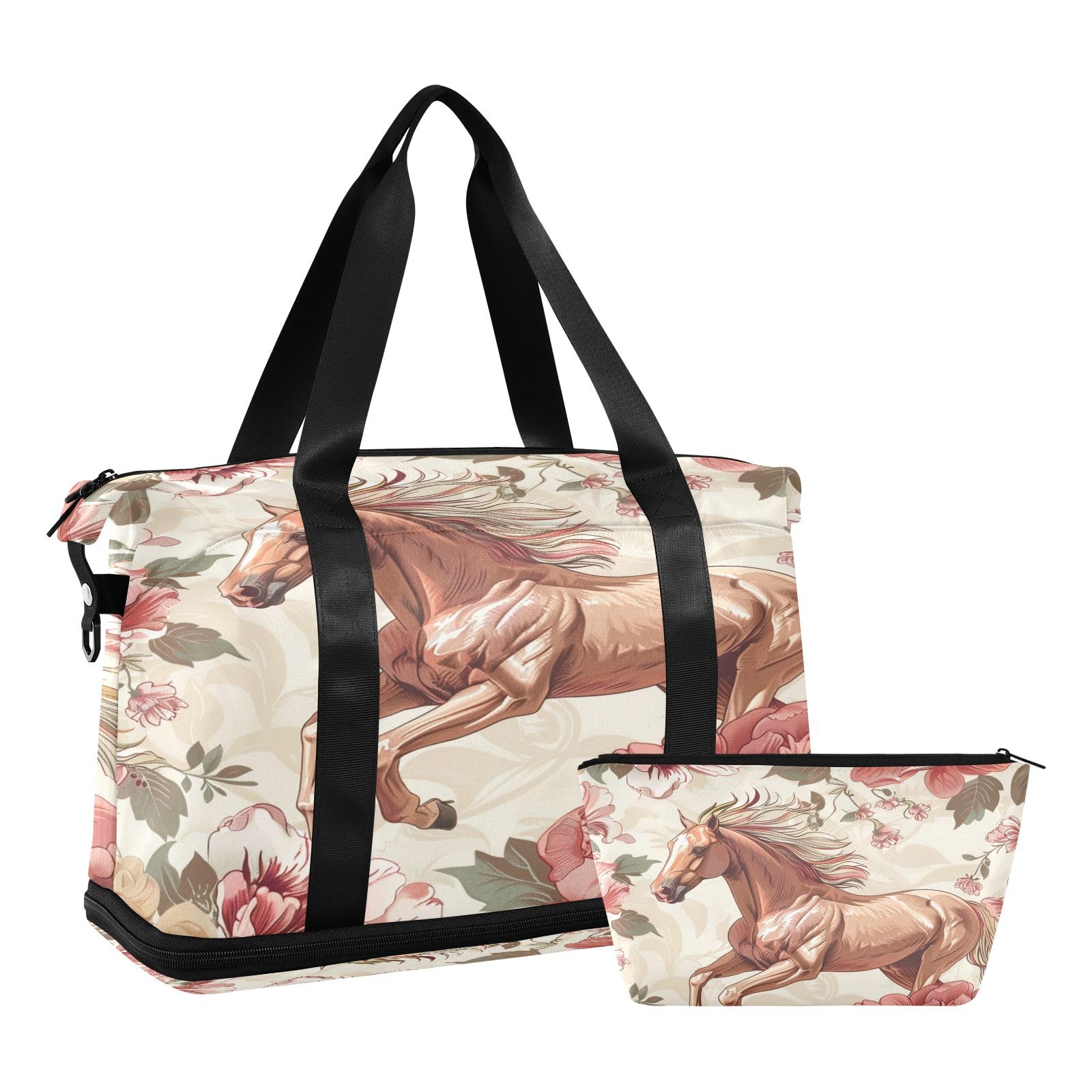 Bolsa de viaje para caballos, bolsa de gimnasio para deportes, impermeable, bolsa de fin de semana con compartimento, caballo, Talla única, Bolsa de viaje