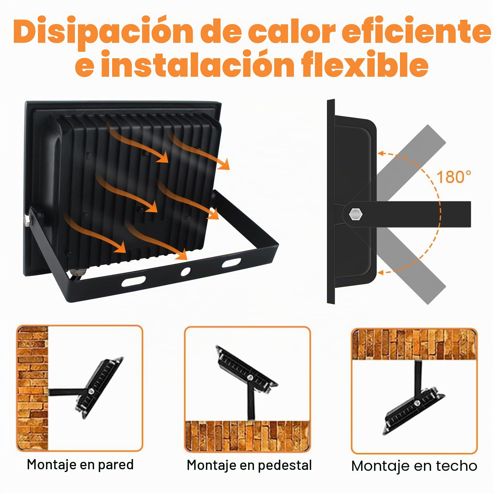 Focos LED Exterior 100W, 2Pcs 10000LM Potente Luces, Proyector 6500K Blanco Frío, Impermeable IP66 Aplique Pared Para Jardín Patio Pasillo Garaje