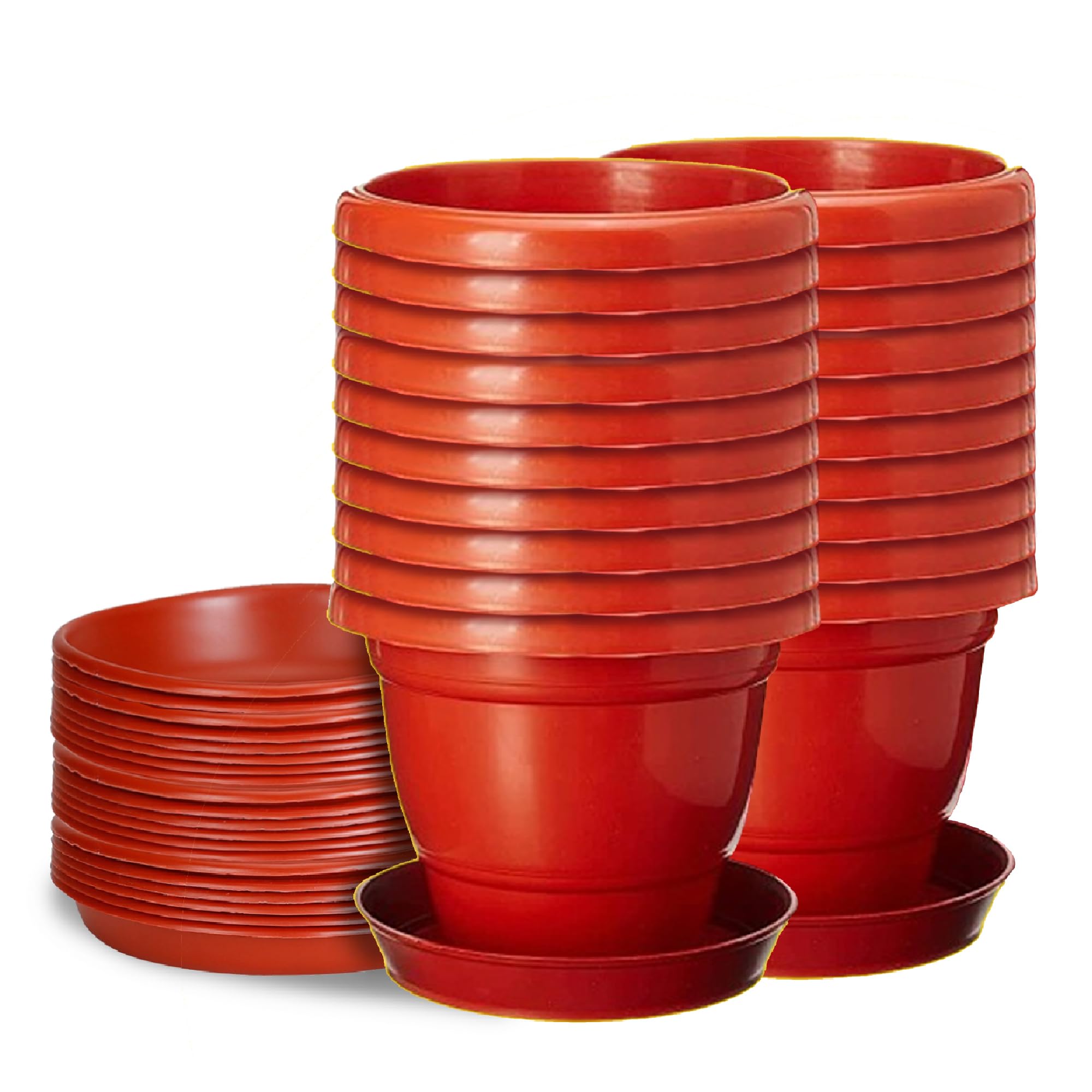 Kraft Seeds by 10CLUB Flower Pot – Pack of 20 Pots with Bottom Plate / Tray (8 Inch, Red) flower pots for home decoration, Plastic Round Flower Pots for Terrace Gardening pots for Indoor & Outdoor Use (B086ZD31CS) Amazon Price History, Amazon Price Tracker