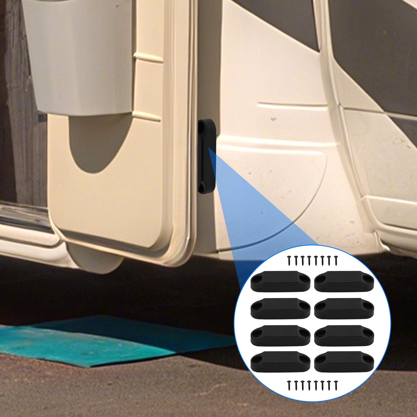 8stk RV Magnettürschlösser, Schwarze RV Magnet Türhalter für Wohnmobile mit Schrauben Ersetzt Kunststoff Federklemmen Geeignet für Reiseanhänger