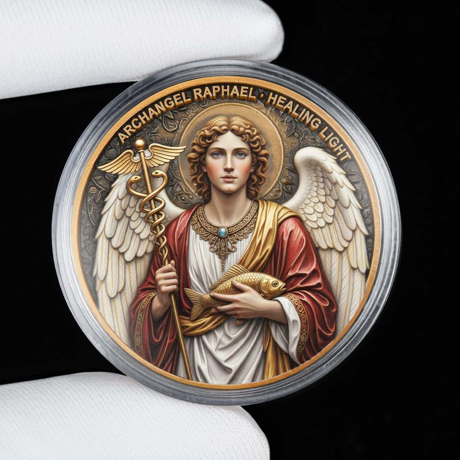 Archangel Raphael Healing Light Challenge Coin with Prayer and Acrylic Case – Zinc Alloy Christian Pocket Coin for Healing, Peace, and Strength – Religious Collectible Gift - Image 4