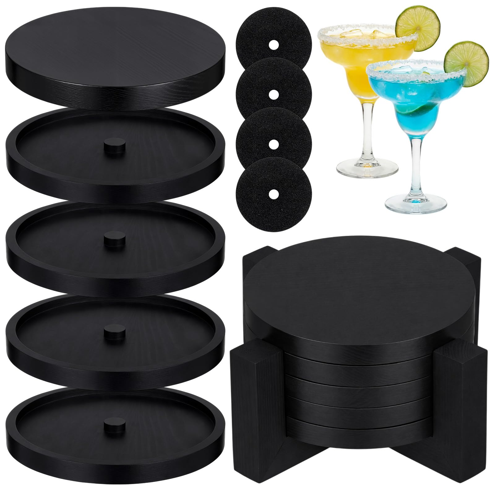 Photo 1 of Roowest 1 Pcs Black Margarita Salt Rimmer Set 5-tier Salt Glass Rimmer Complete Margarita Kit for Cocktails Drinks Bartenders Home Bar Party
