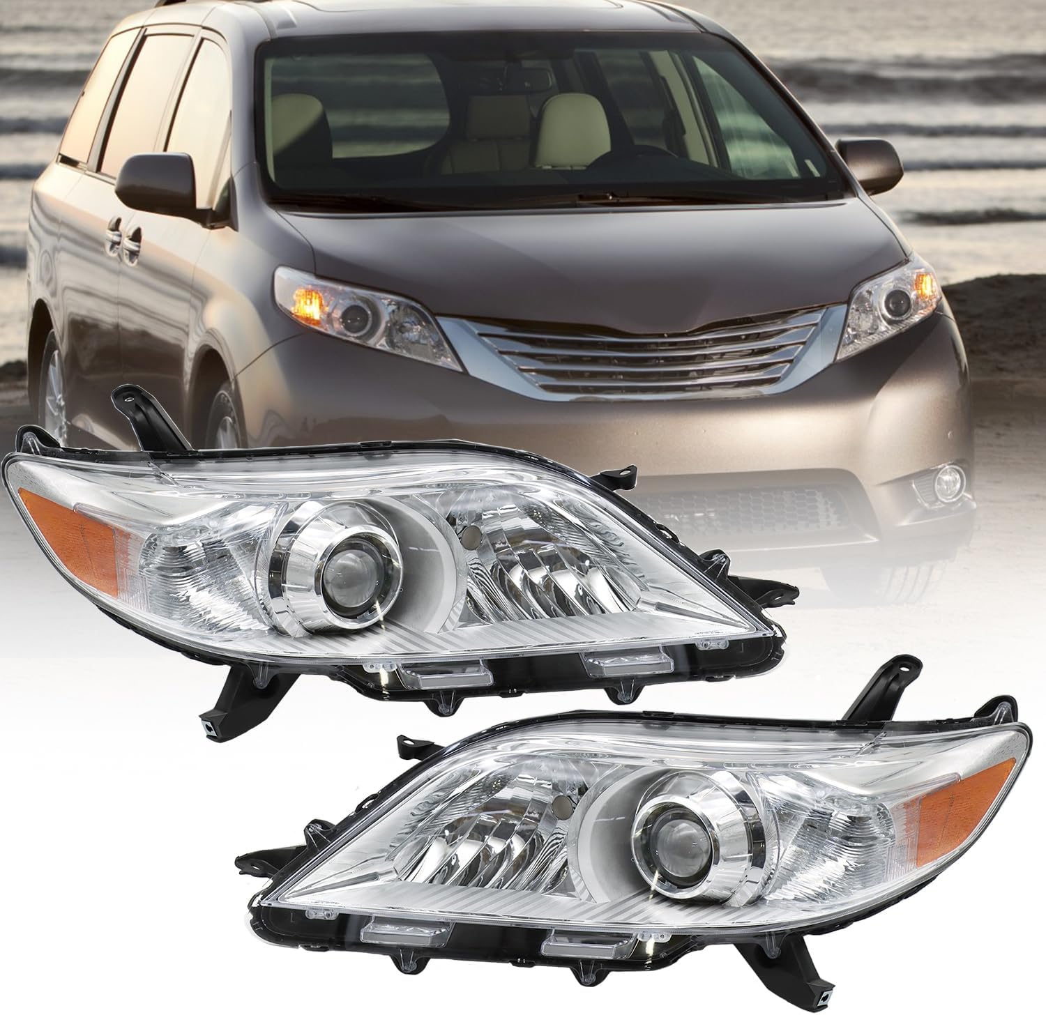Amazon.com: LEAVAN Headlights Assembly Fit for 2011-2018 Toyota Sienna ...