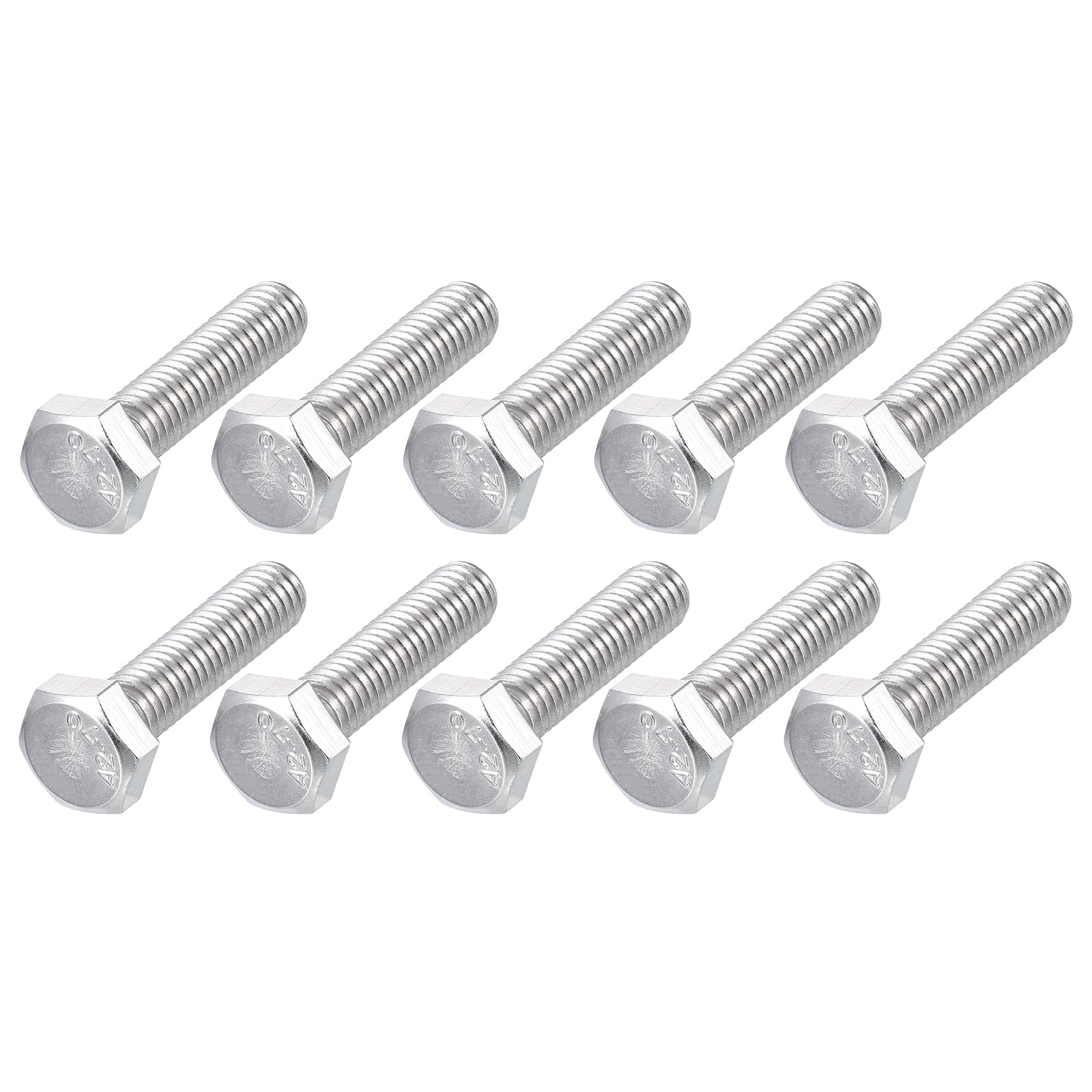 METALLIXITY Hex Bolts (M6-1x25mm) 10Pcs, 304 Stainless Steel Coarse Fully Threaded Hex Head Screw Bolt Machine Screws