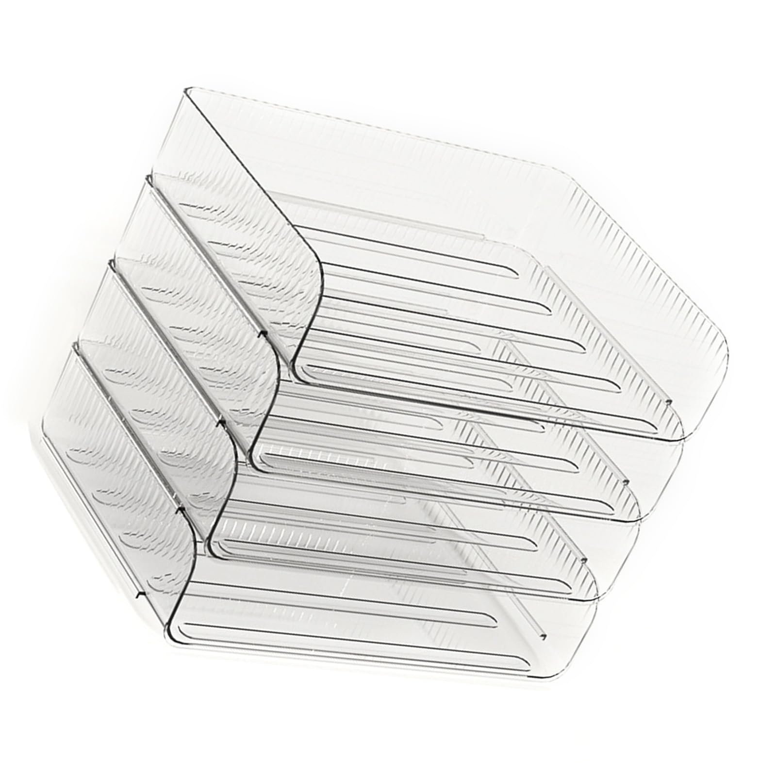 bandeja apilable para organizador de papel, diseño transparente, cuatro compartimentos, material plástico duradero, solución de almacenamiento flexible para