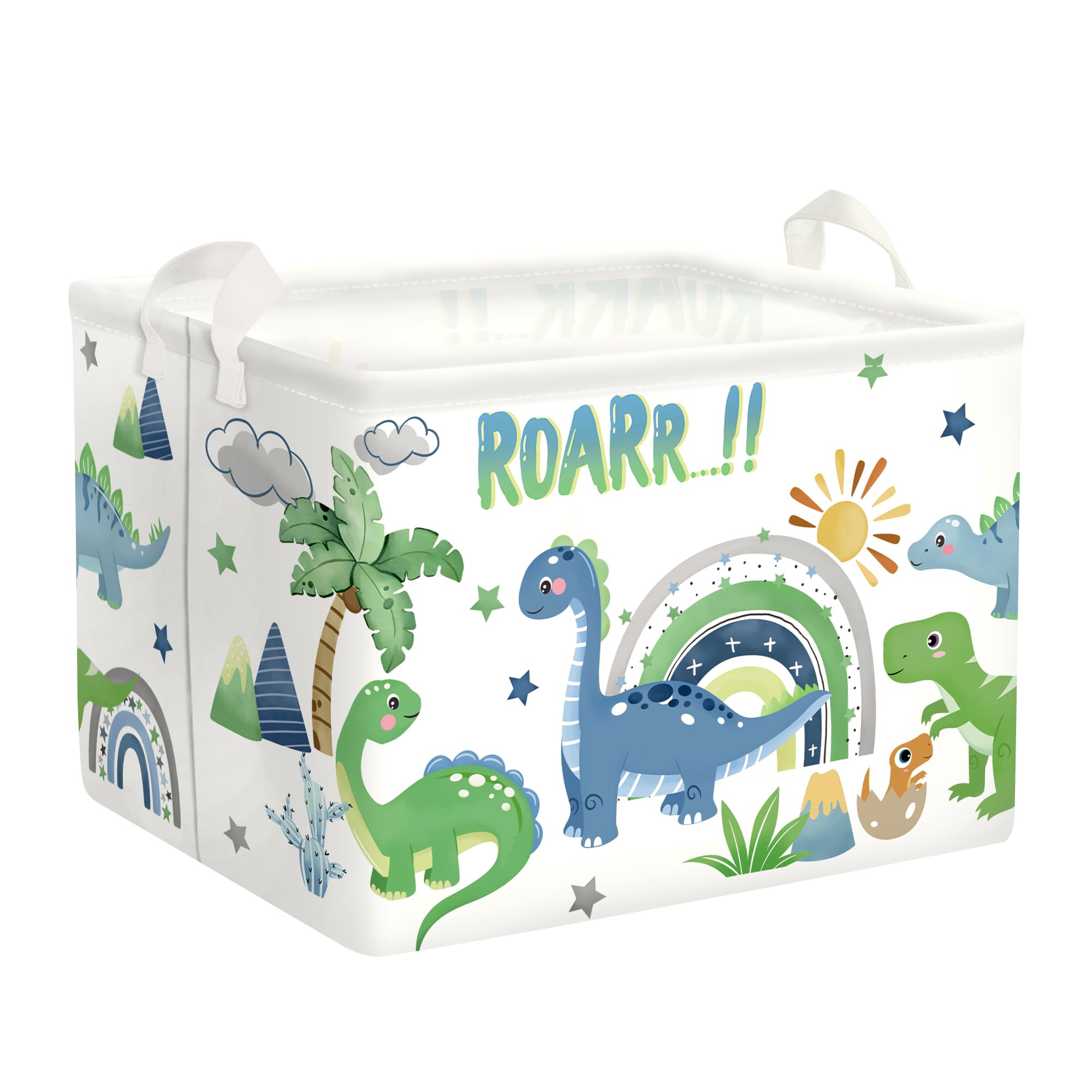HUUMONSS Cute Dinosaur Storage Basket for Parents Organizing Kids Toys Clothes Large Dragon Boys Gift Toy Box Box Bin Laundry Hamper for Bathroom Shower,Palms,36L