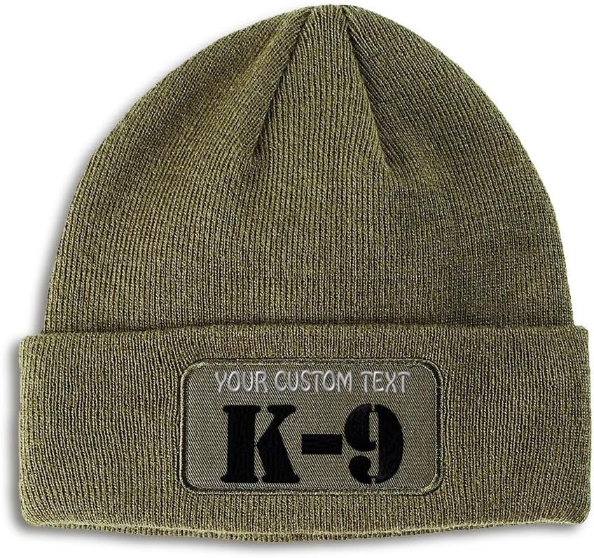 Patch Beanie K-9 Black Embroidery Skull Cap Hats for Men & Women Acrylic Winter Hats One Size