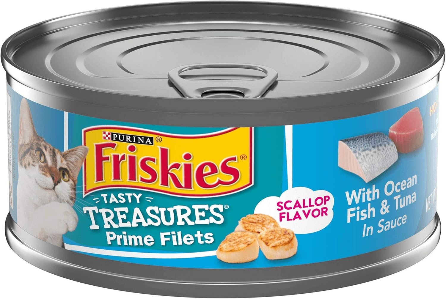 24 pack Friskies Canned Tasty Treasures Prime Filets Cat Food with Ocean Fish & Tuna in Sauce 5.5 oz