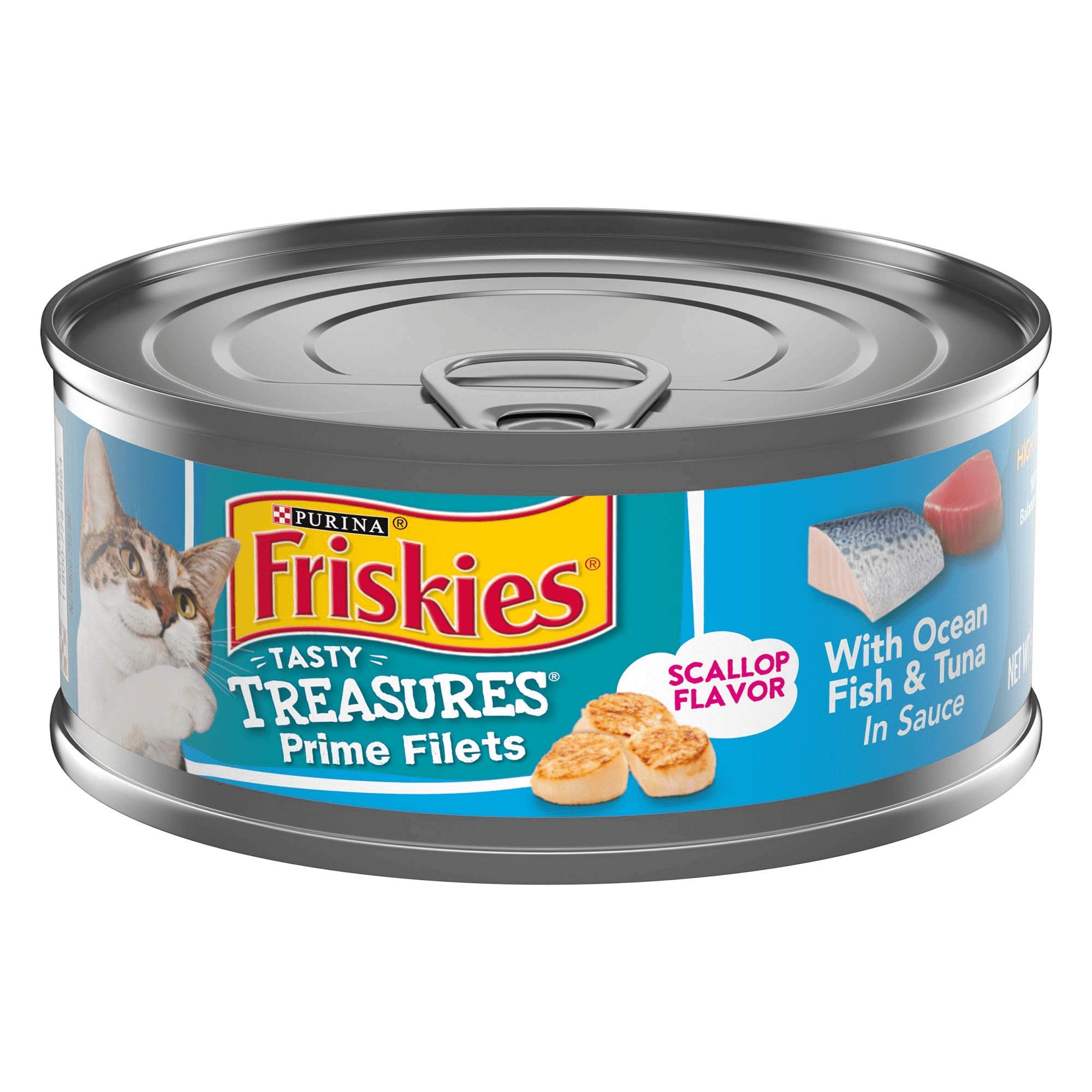 Friskies Canned Tasty Treasures Prime Filets Cat Food with Ocean Fish & Tuna in Sauce 5.5 oz