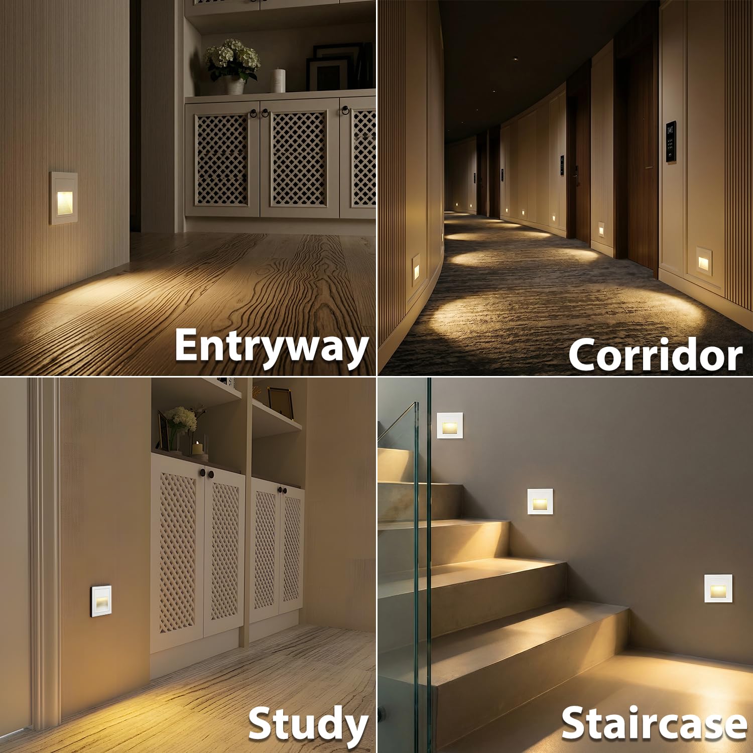 Arotelicht LED Treppenlicht Treppenbeleuchtung Innen, 8 Stück Warmweiß 3000K Wandeinbauleuchte Treppenleuchte 60mm, LED Stufenlicht für Treppe, Schlafzimmer, Küche, Flur, Beleuchtung, Weiß