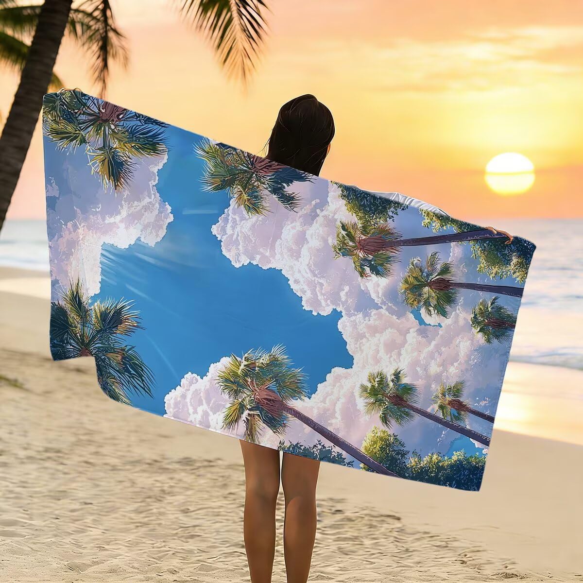 Ręcznik plażowy z mikrofibry, duży 100 x 220 cm, zestaw 2 szt., szybkoschnący, ręcznik do sauny, fitness, chmurka, chłonny ręcznik kąpielowy, sportowy, bez piasku, ręcznik plażowy XXL, prezent dla
