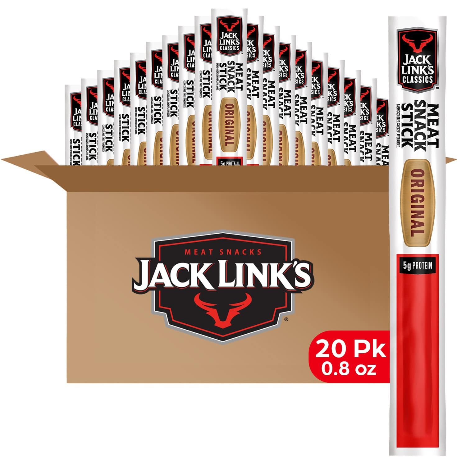 Amazon.com: Jack Link's Classics Original Jerky Sticks - Made with Beef and  Pork - Ready to Eat Real Meat Snacks - 5g Protein per Serving