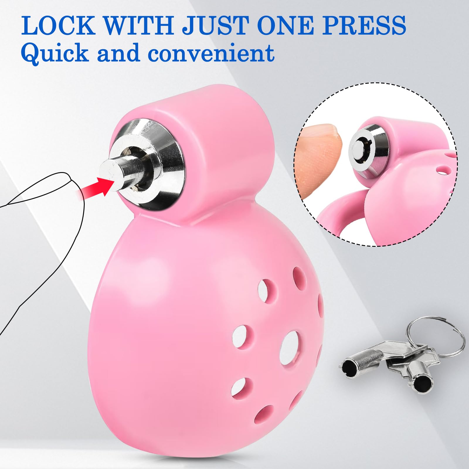 BDSMJOY Chastity cage con 4 cock rings et Dilatatore uretrale cavo, Gabbia per il pene per una facile minzione, Male uomo pene Cock cage Sex Toys per Prevenire L'erezione (Rosa)