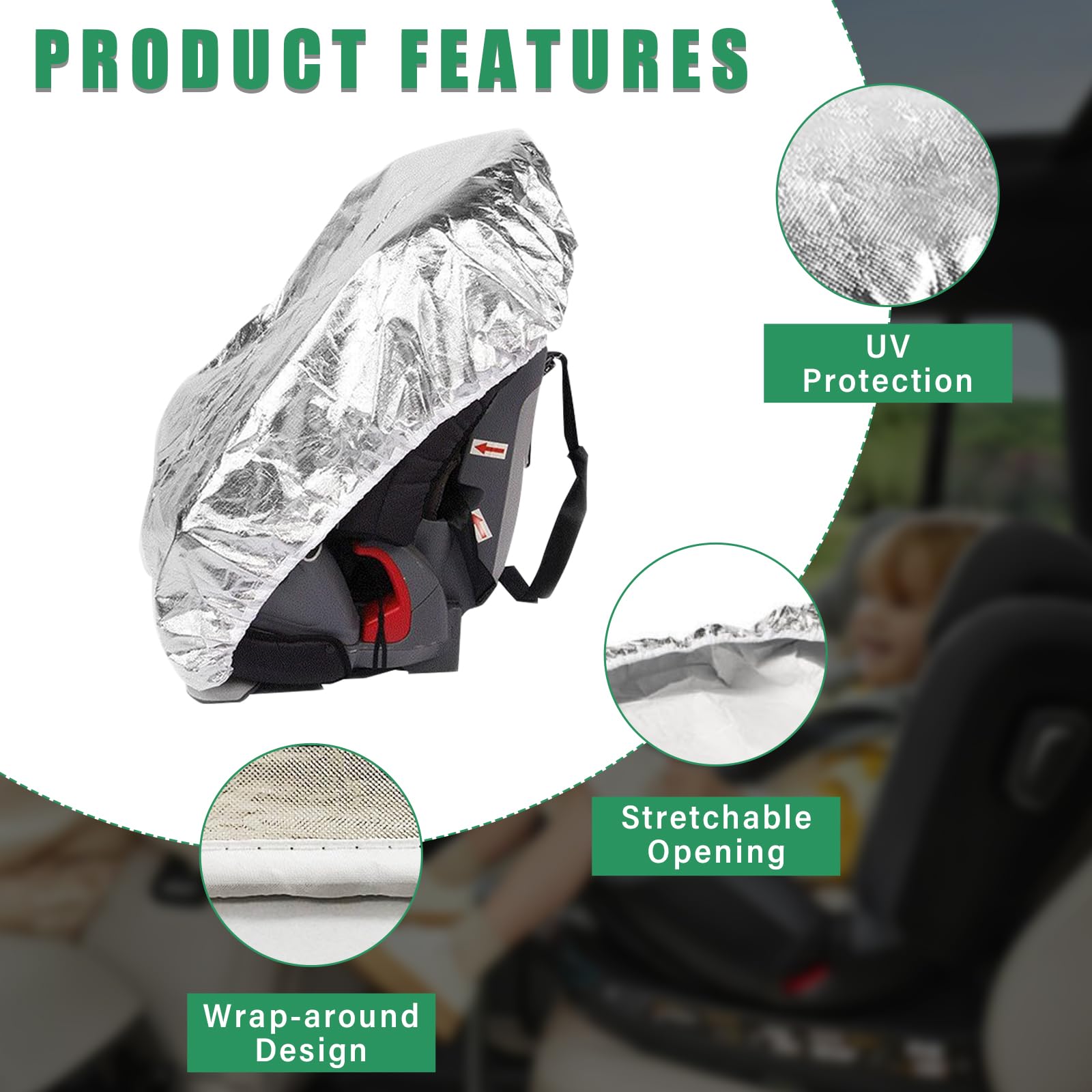 Housse Pare-soleil Pour Siège Auto Bébé - Protection UV Et Chaleur, 100x65cm, Lavable, Universelle