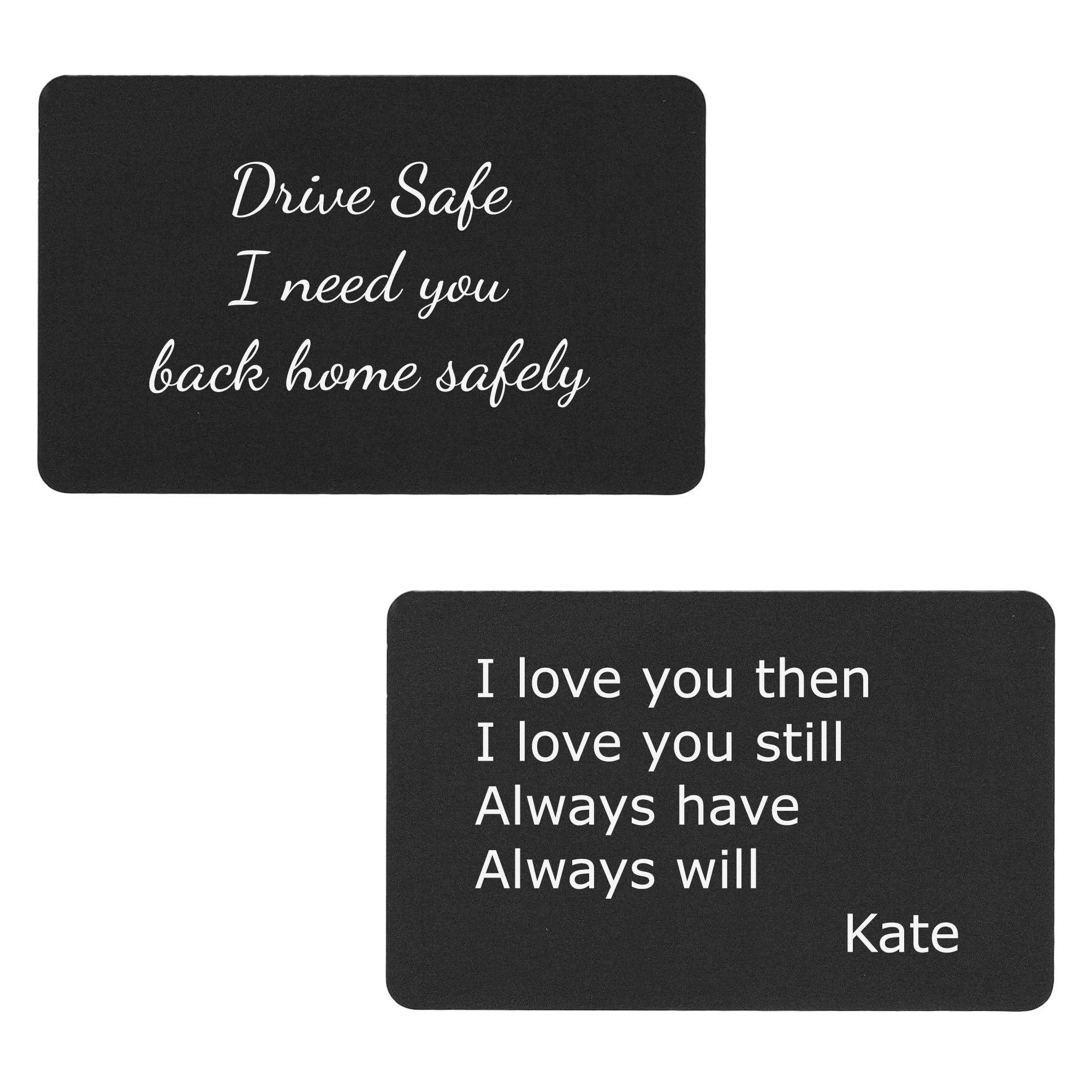 Personalized Metal Wallet Insert Card - Engraved Love Note Gift For Husband, Wife, Son, Daughter - View #2