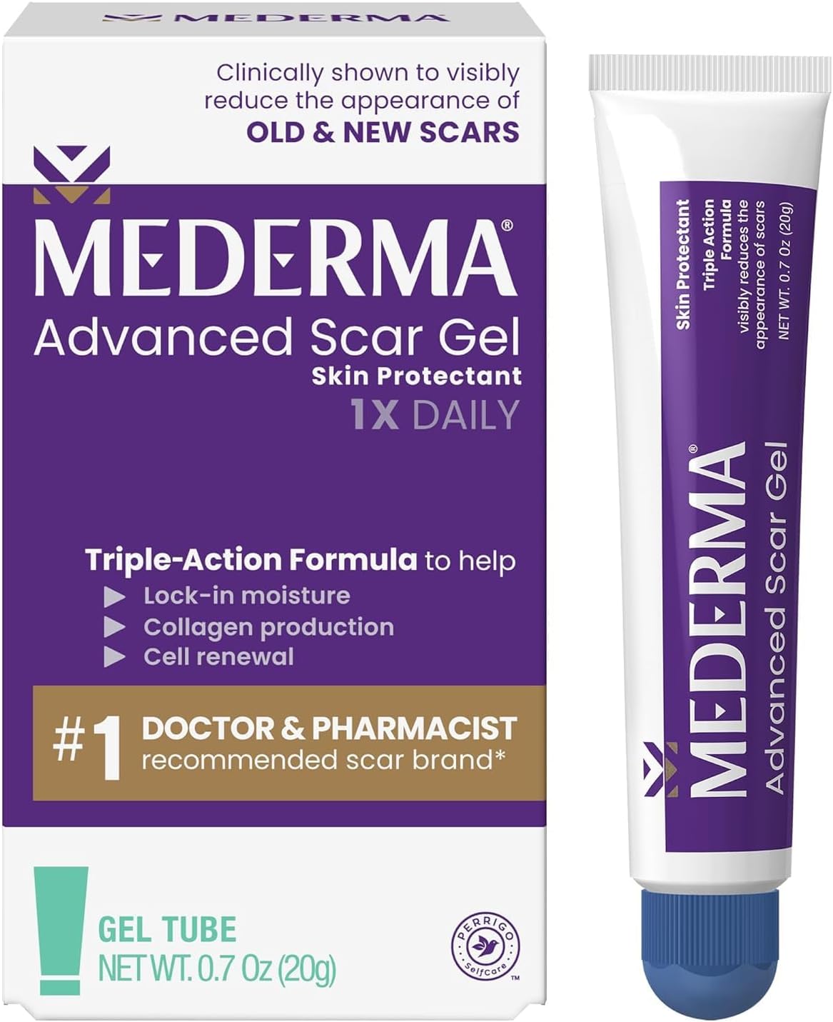 Mederma OzmQMG Advanced Scar Gel Reduces the Appearance of Old & New Scars, 0.7 oz (2 Pack)